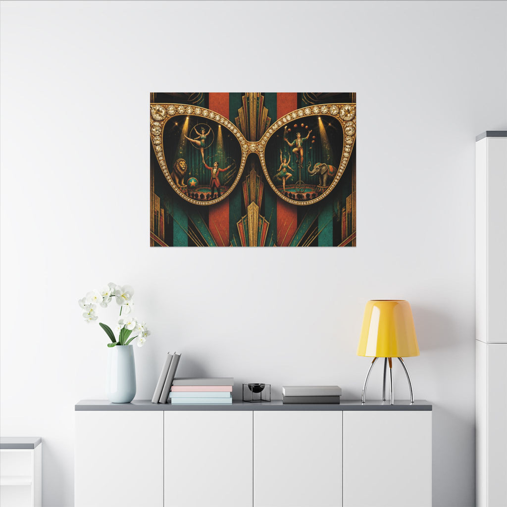 Sunglasses Circus Ring Wall Art Canvas 24×36 Art Deco Bar Area Decor Maximalist Print