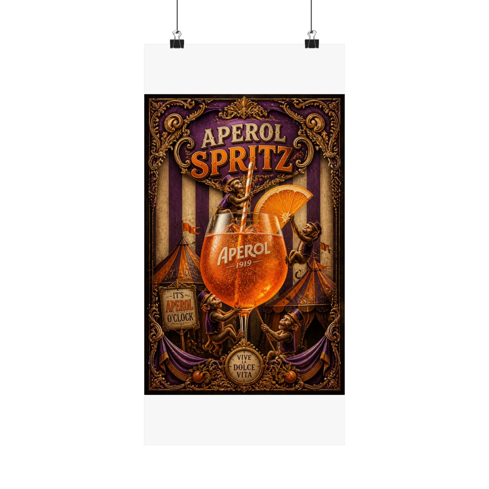 Aperol Spritz Monkeys Wall Art Poster 24×36 Baroque Studio Decor Maximalist Print
