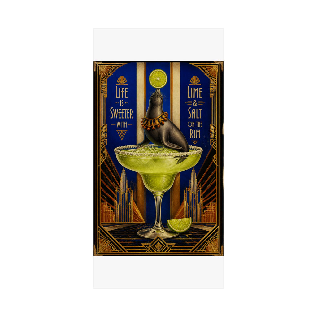 Margarita Balancing Seal Wall Art Poster 24×36 Art Deco Bar Area Decor Maximalist Print