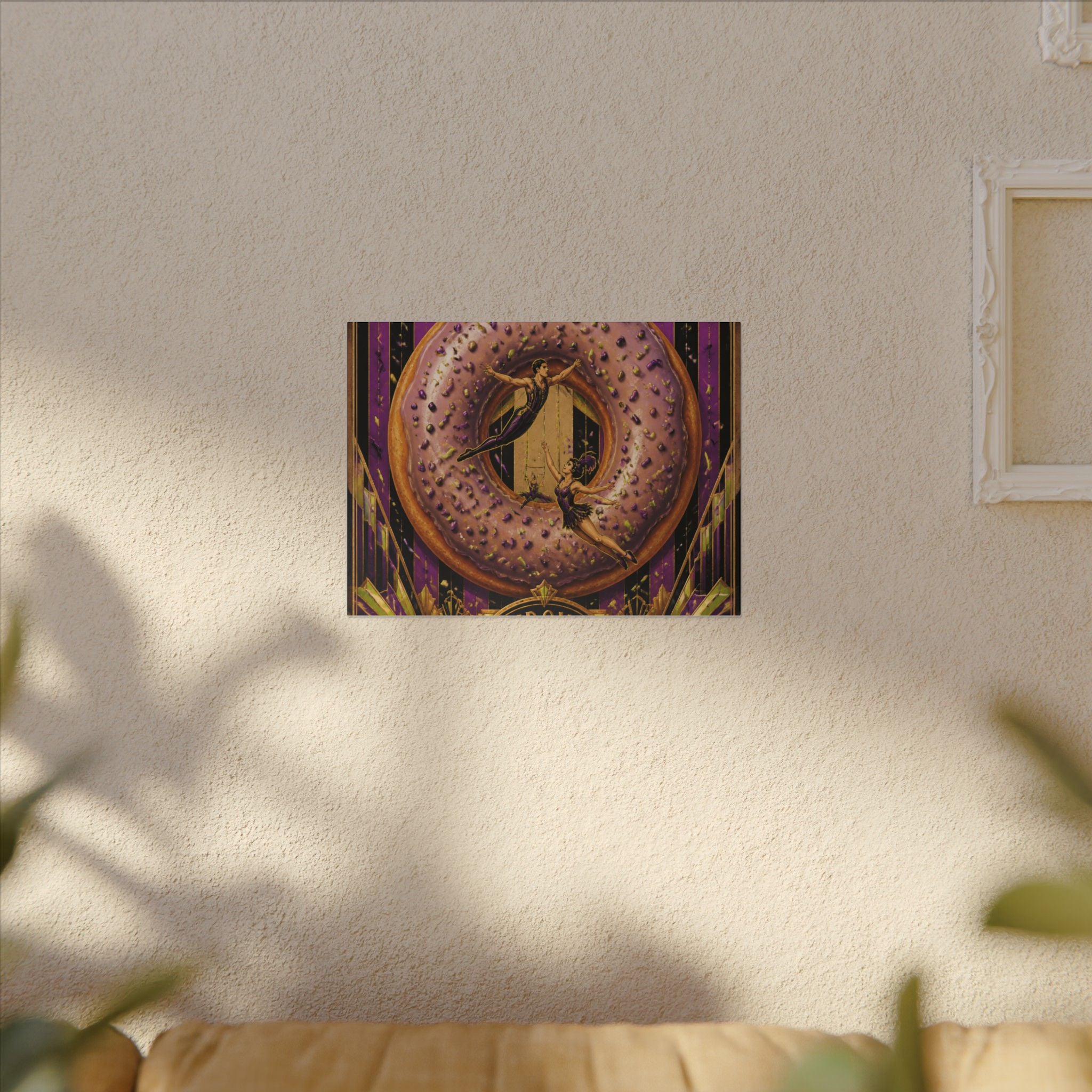 Donut Circus Ring Wall Art Canvas 16×20 Art Deco Entryway Decor Maximalist Print