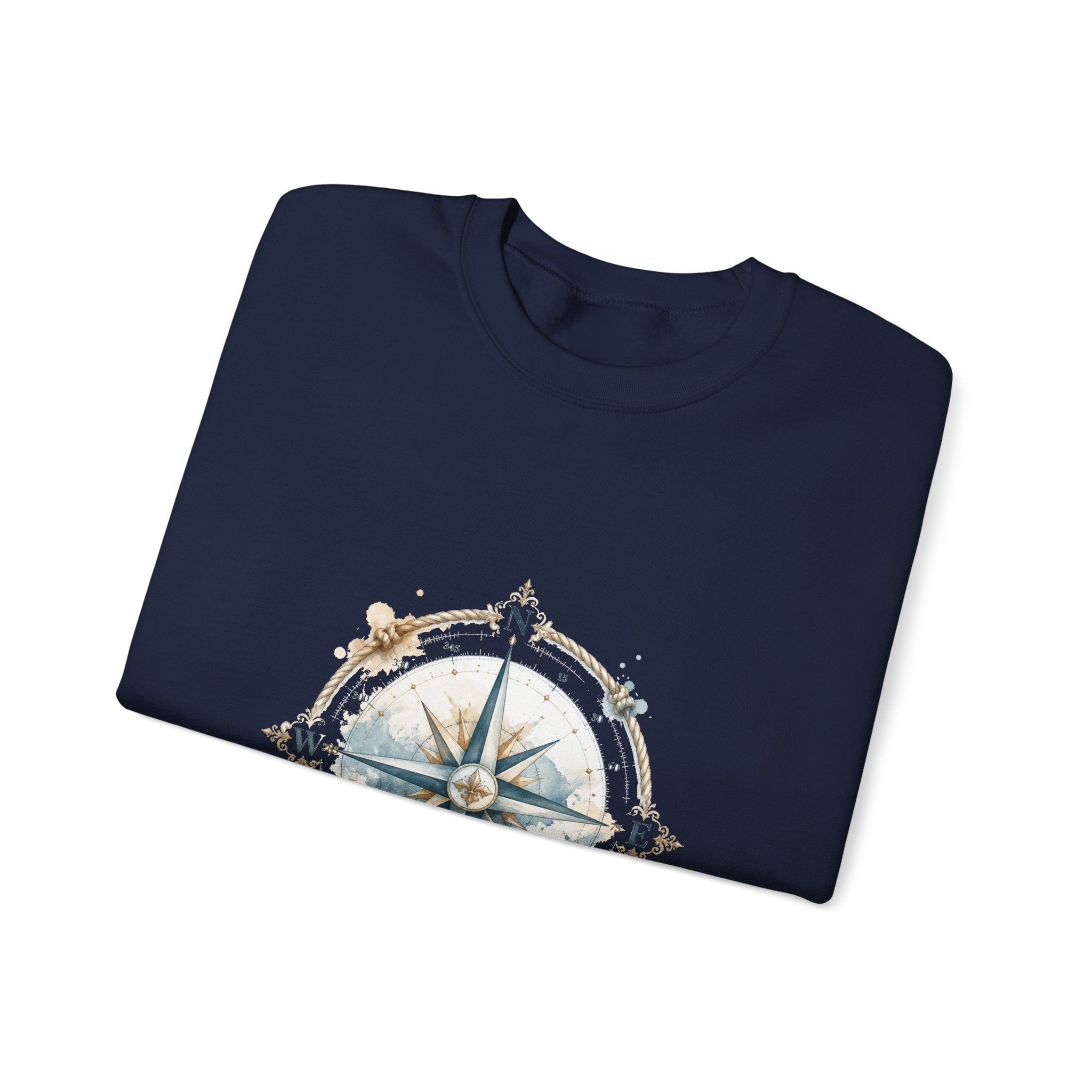 Matching Couple Sweatshirt - Compass North & South Matching Couple Crewneck Sweatshirt Watercolor Art His Hers Engagement Gift - Design A