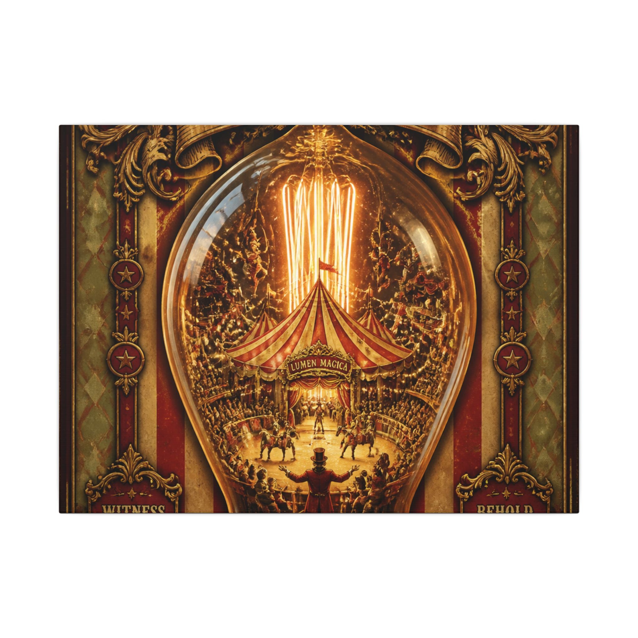 Light Bulb Circus Wall Art Canvas 16×20 Baroque Home Office Decor Maximalist Print