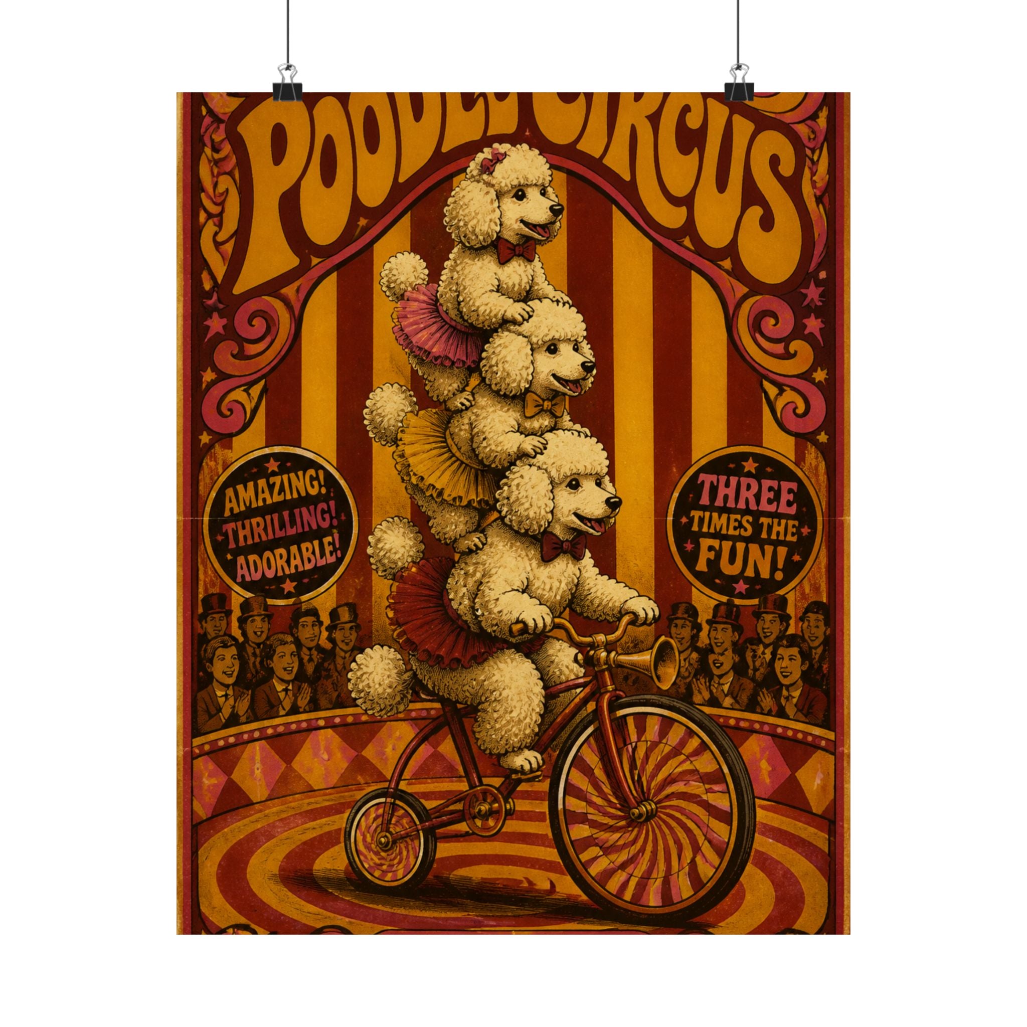 Poodle Stack Bicycle Wall Art Poster 18×24 Psychedelic Cafe Decor Maximalist Print