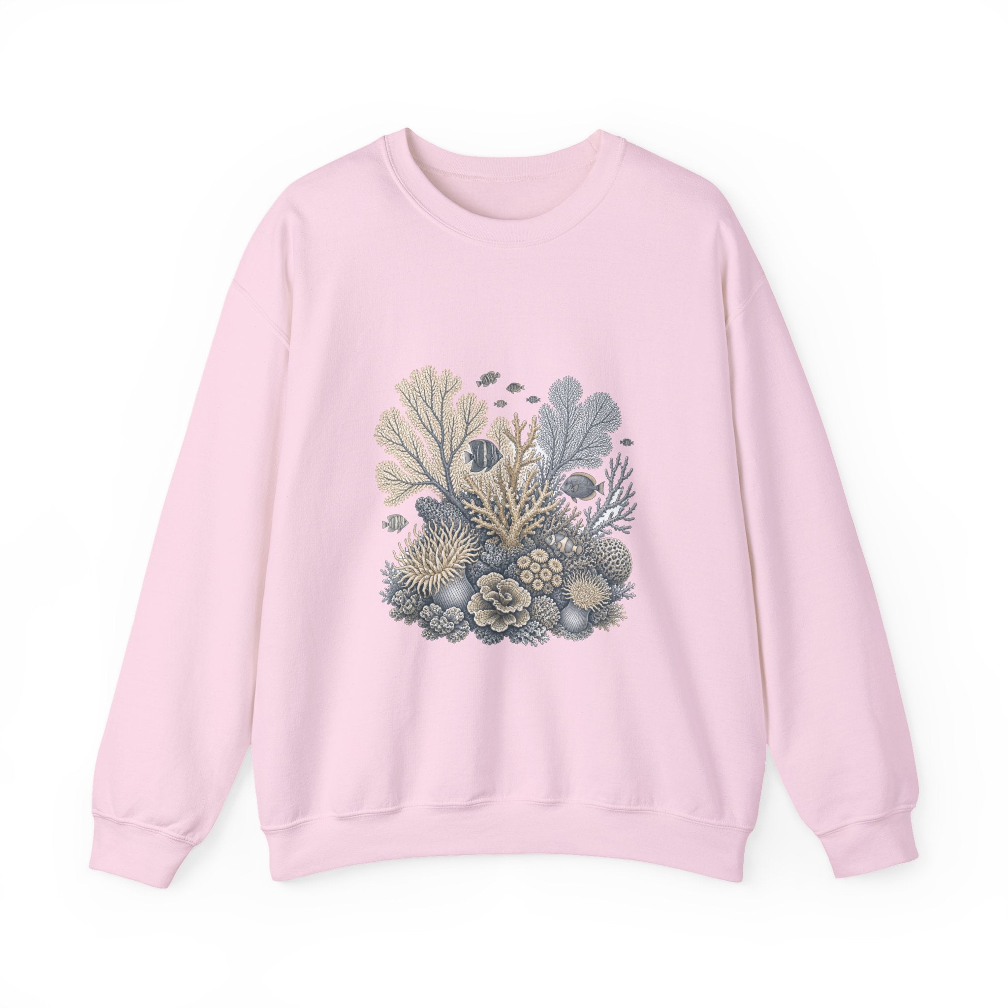 Matching Couple Sweatshirt - Coral Reef & Deep Sea Matching Couple Premium Fleece Sweatshirt Vintage Art His Hers Honeymoon Gift - Design A