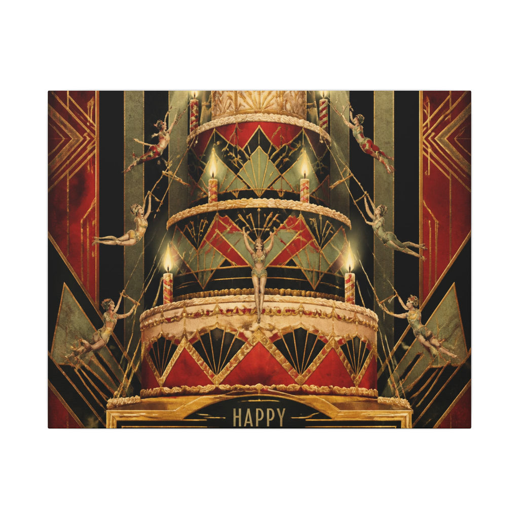 Birthday Cake Trapeze Wall Art Canvas 24×36 Art Deco Bar Area Decor Maximalist Print