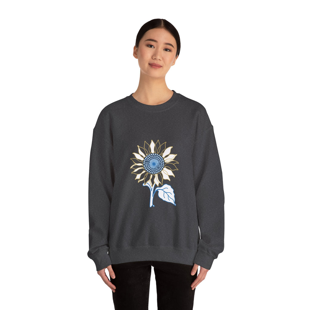 Matching Couple Sweatshirt - Sunflower & Moonflower Matching Couple Crewneck Sweatshirt Minimalist Art His Hers Valentine Gift - Design A