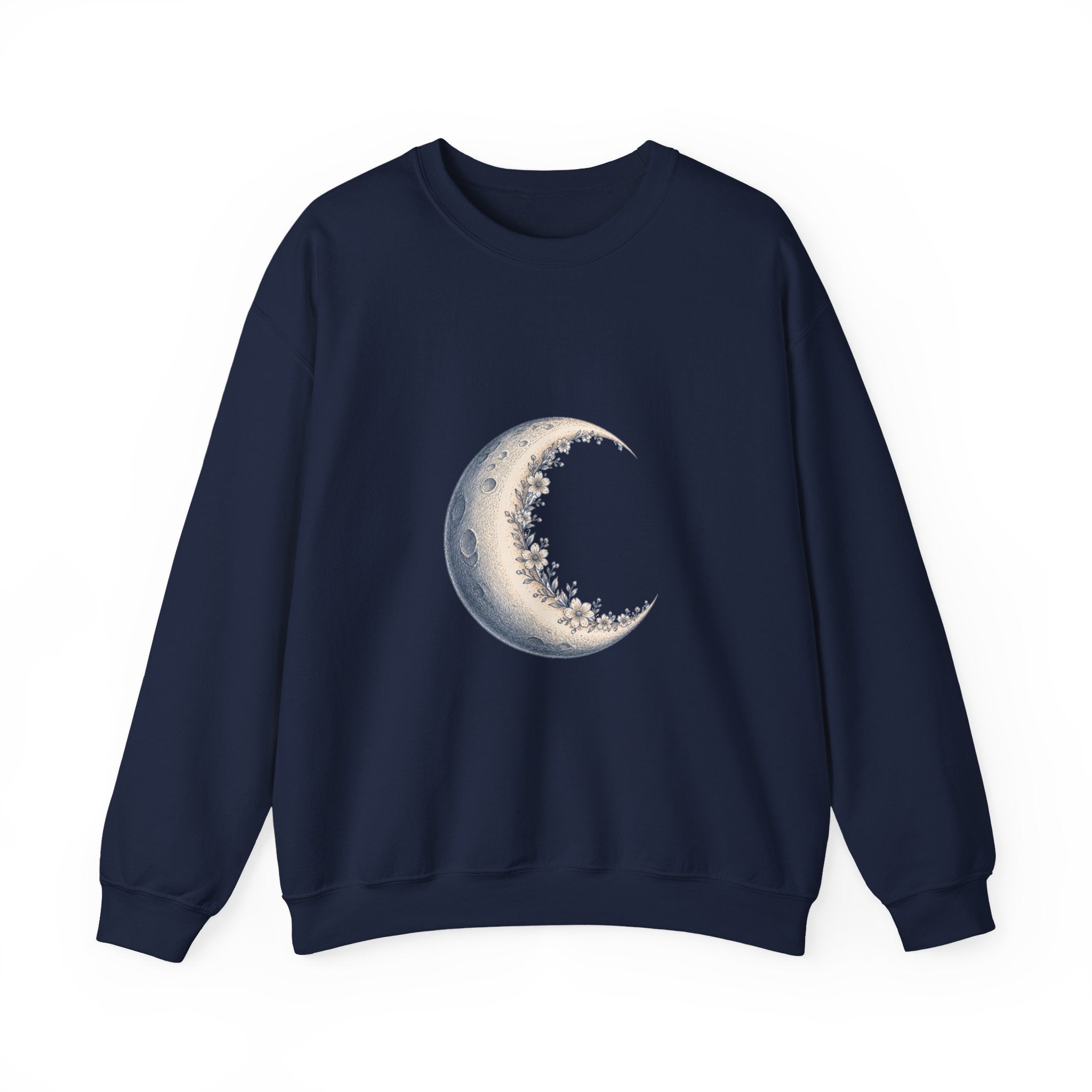Matching Couple Sweatshirt - Waxing & Waning Moon Matching Couple Premium Fleece Sweatshirt Hand-Drawn Art His Hers Anniversary Gift - Design A