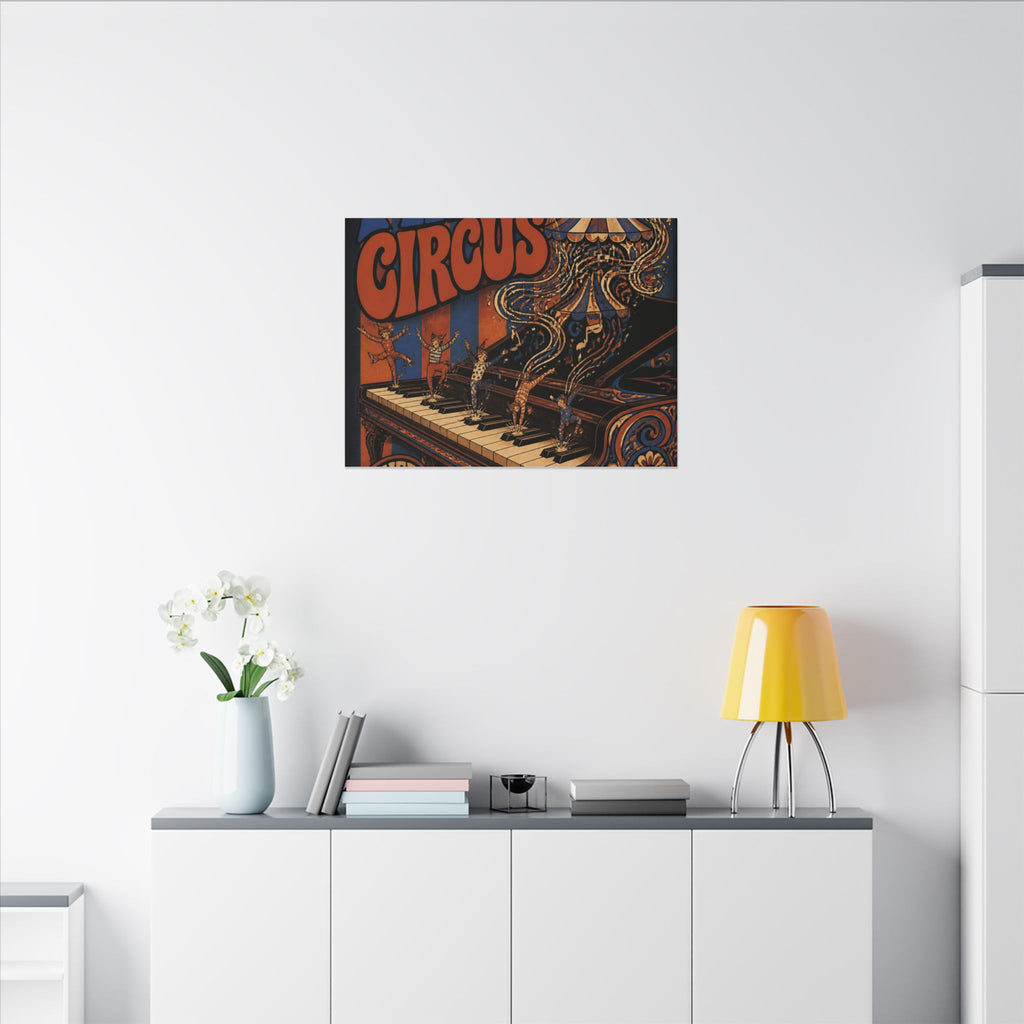 Grand Piano Acrobats Wall Art Canvas 24×36 Psychedelic Dining Room Decor Maximalist Print