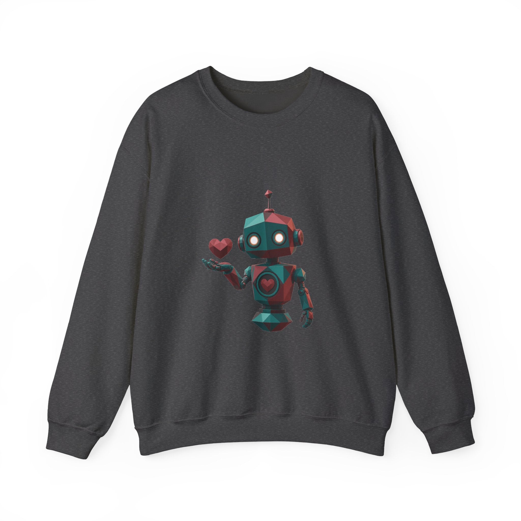 Matching Couple Sweatshirt - Robot & Heart Matching Couple Comfort Colors Crew Geometric Art His Hers Love Gift - Design A
