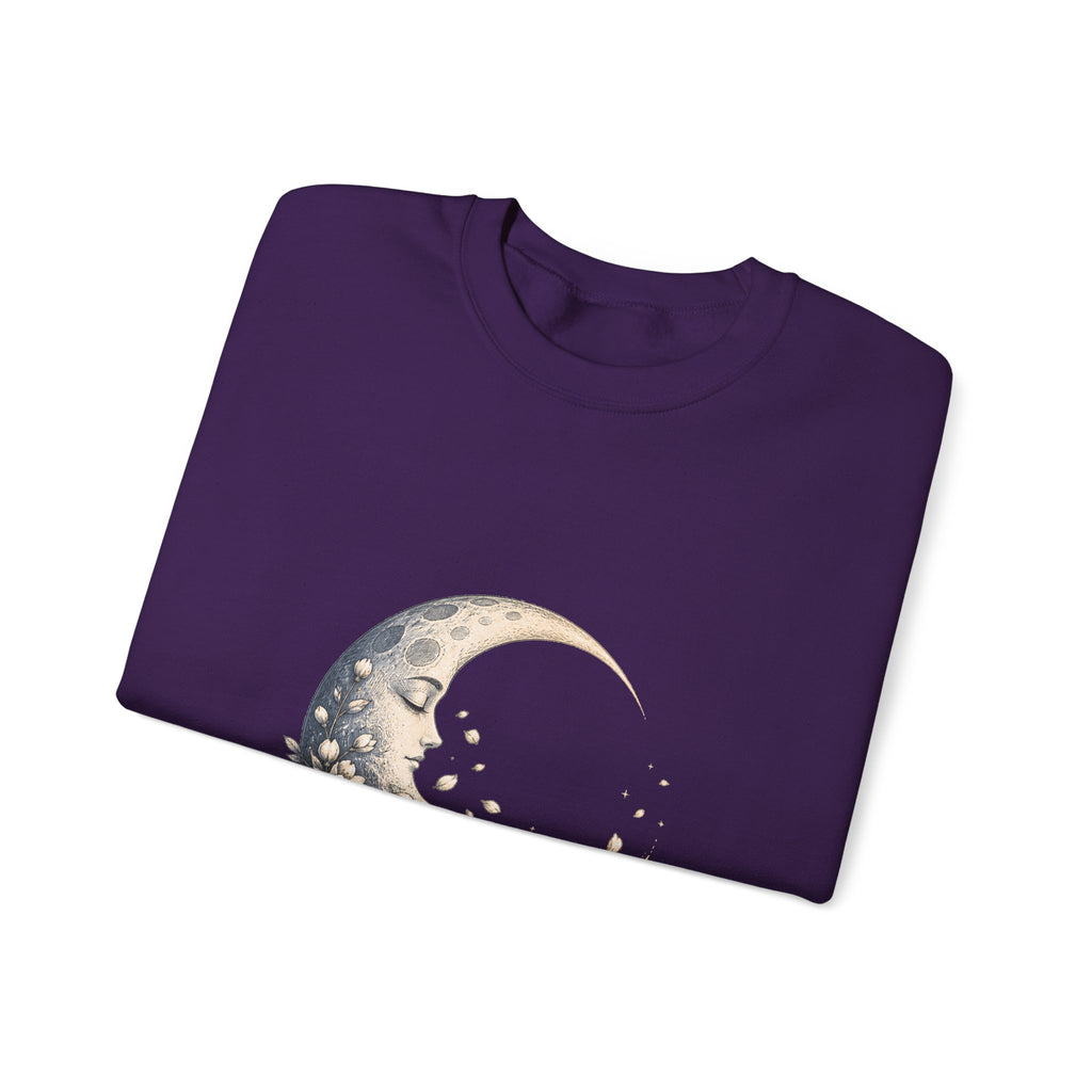 Matching Couple Sweatshirt - Waxing & Waning Moon Matching Couple Premium Fleece Sweatshirt Hand-Drawn Art His Hers Anniversary Gift - Design B