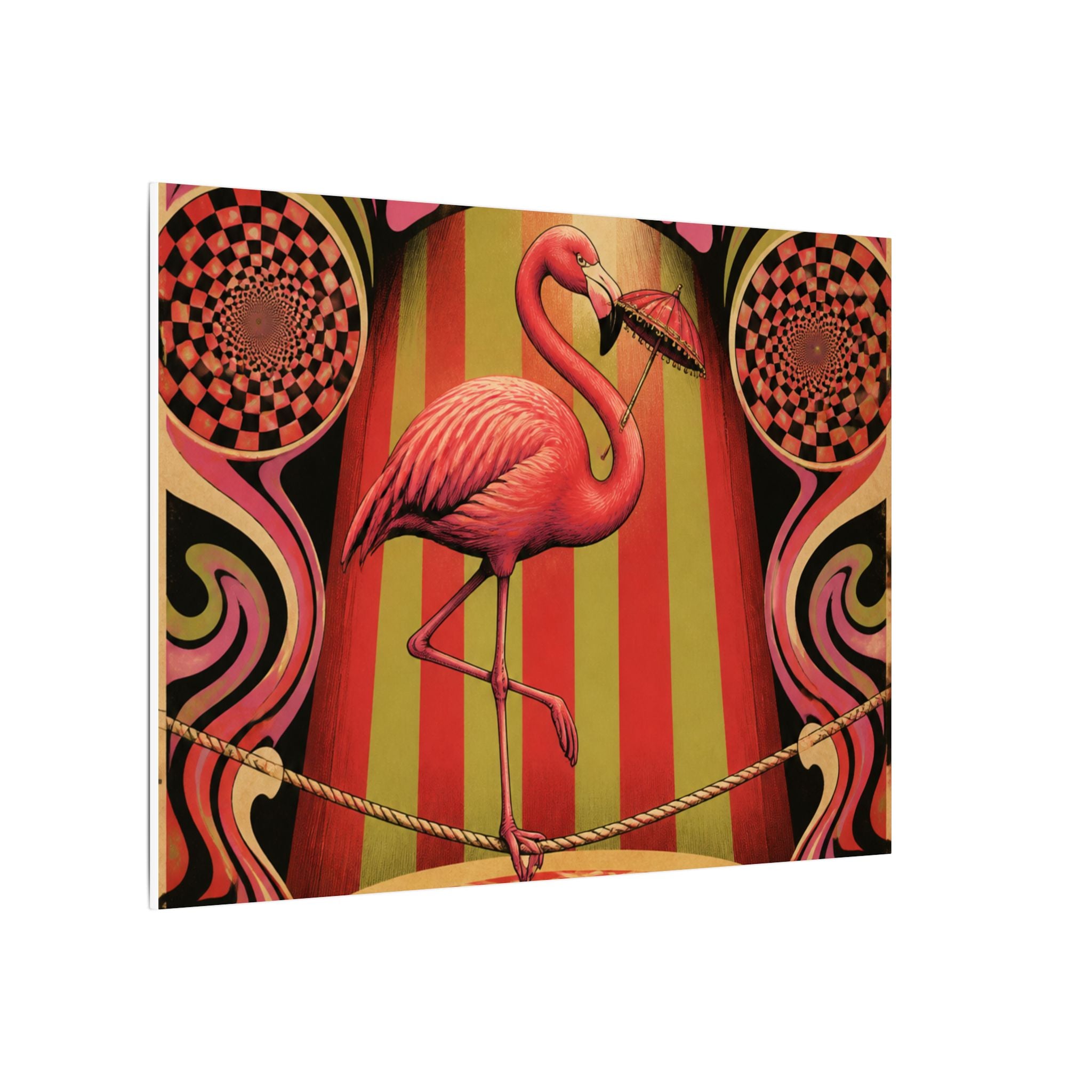 Flamingo Tightrope Wall Art Canvas 16×20 Psychedelic Cafe Decor Maximalist Print