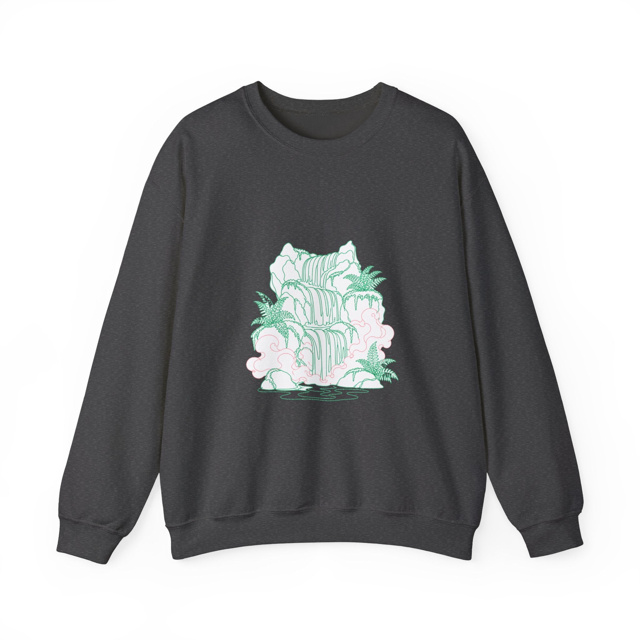 Matching Couple Sweatshirt - Wildfire & Waterfall Matching Couple Premium Fleece Sweatshirt Minimalist Art His Hers Christmas Gift - Design B