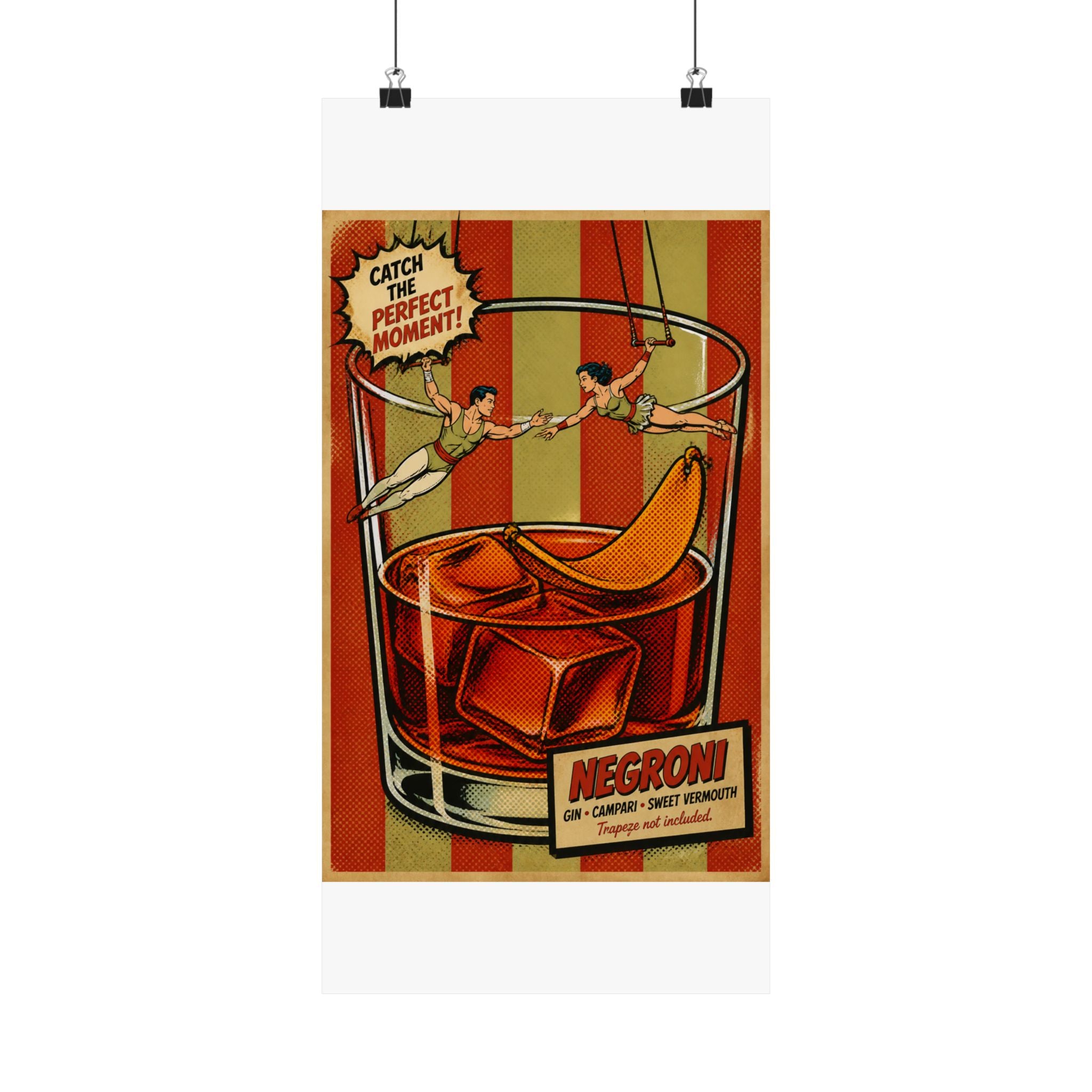 Negroni Trapeze Act Wall Art Poster 24×36 Pop Art Restaurant Decor Maximalist Print
