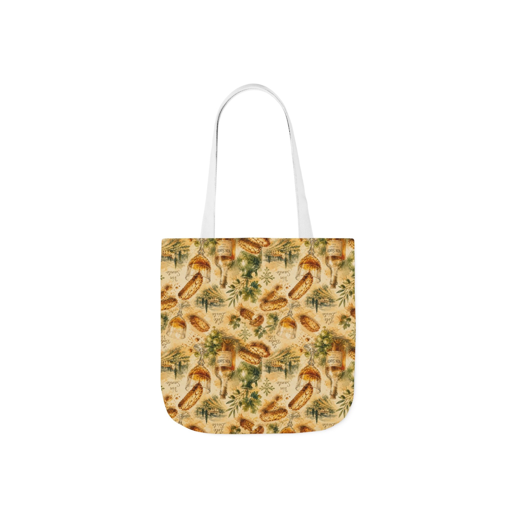 Biscotti & Vin Santo Canvas Tote Bag Mediterranean Kitchen Watercolor Splash Design Italian Cottagecore Gift
