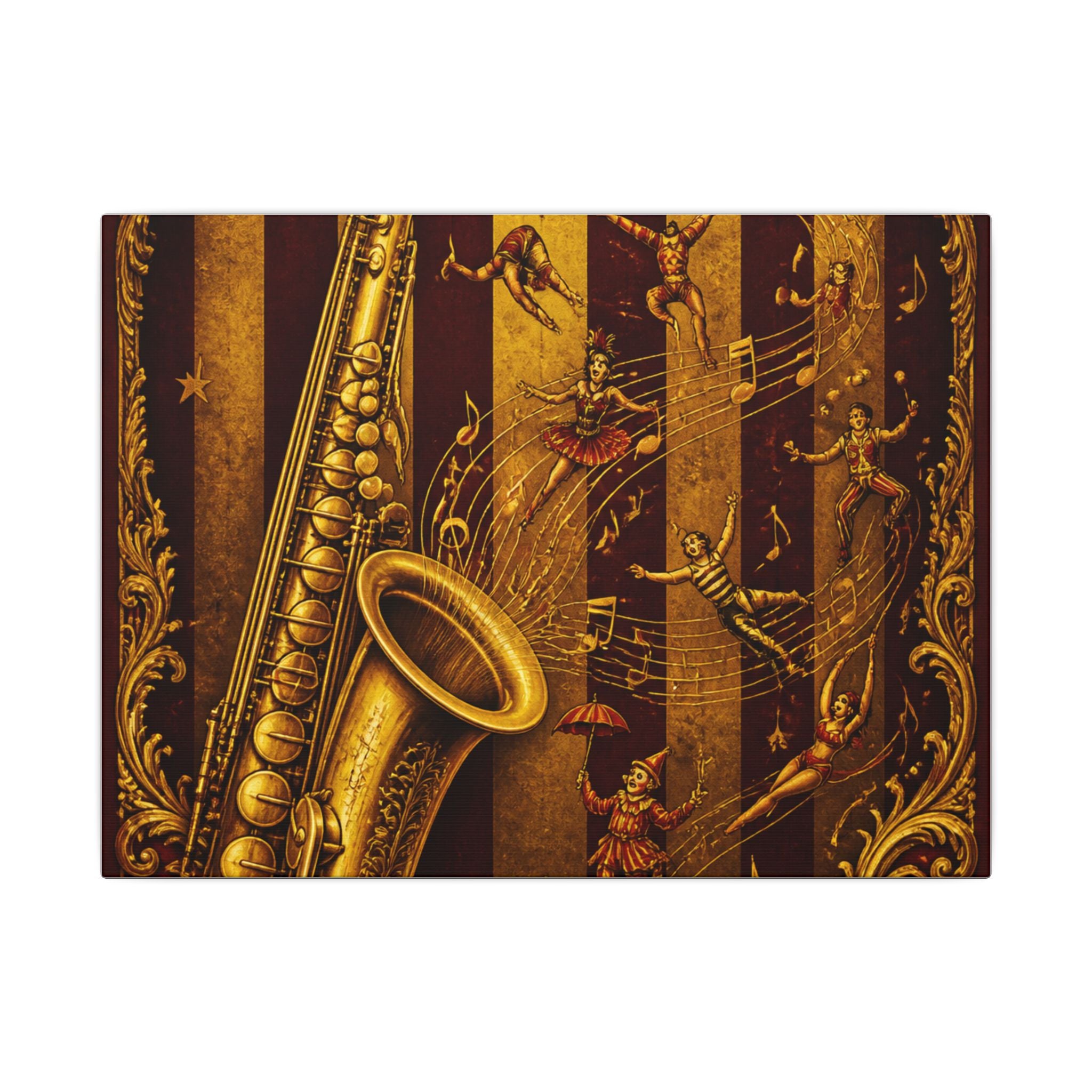 Saxophone Music Circus Wall Art Canvas 16×20 Baroque Home Office Decor Maximalist Print