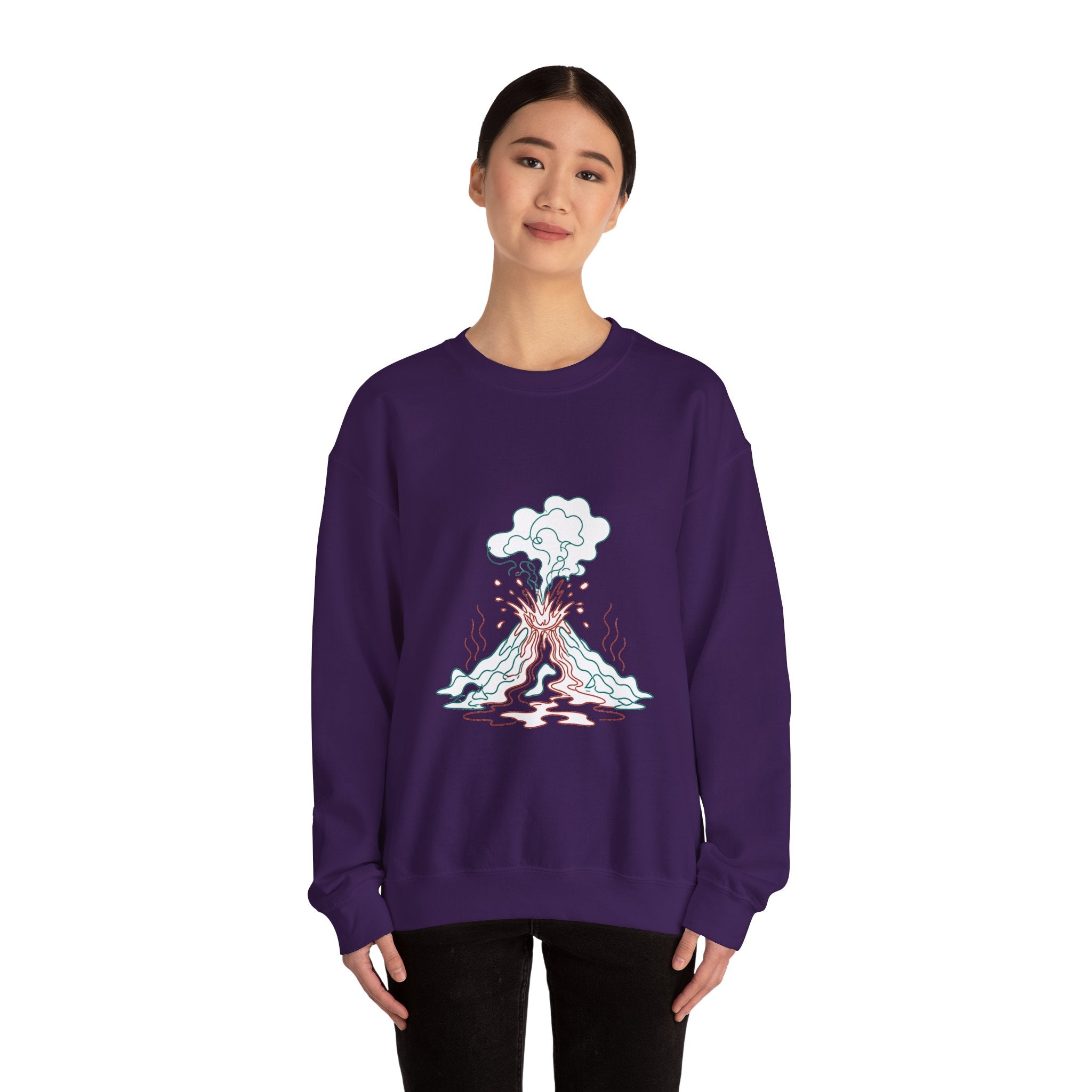 Matching Couple Sweatshirt - Volcano & Glacier Matching Couple Comfort Colors Crew Minimalist Art His Hers Christmas Gift - Design A