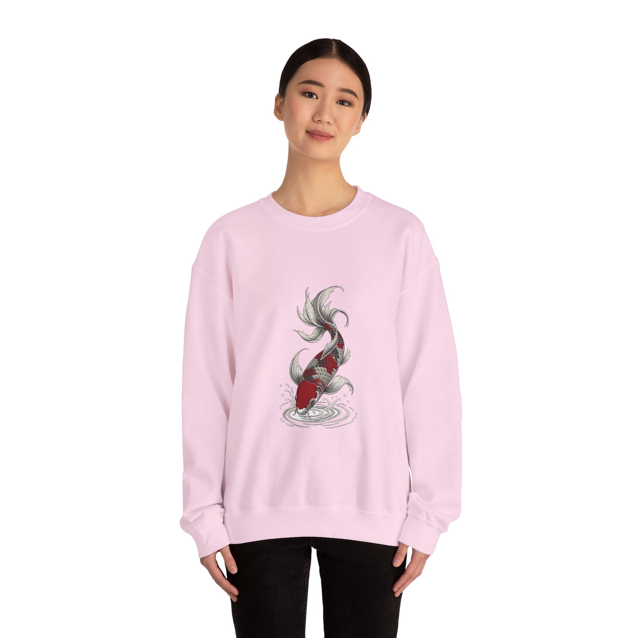 Matching Couple Sweatshirt - Koi Fish Yin Yang Matching Couple Crewneck Sweatshirt Hand-Drawn Art His Hers Best Friend Gift - Design B