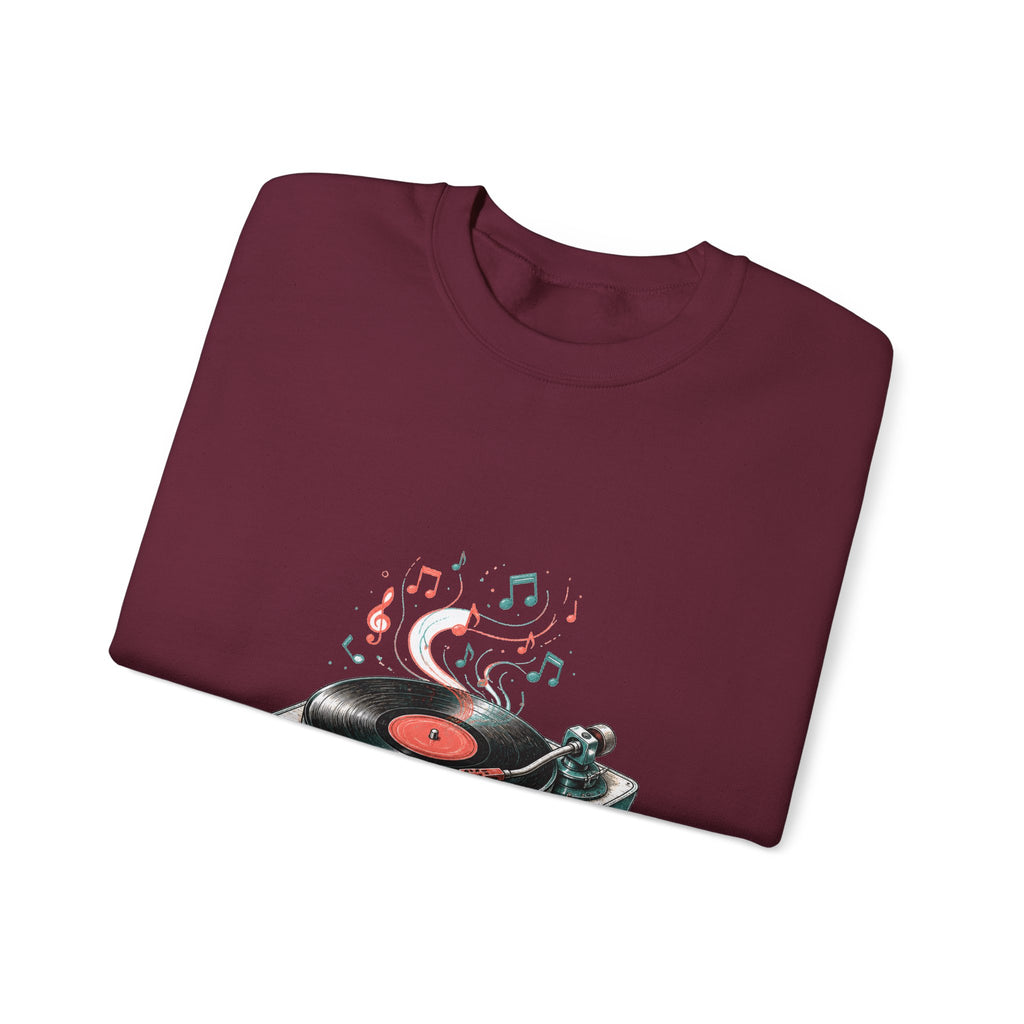 Matching Couple Sweatshirt - Vinyl & Cassette Matching Couple Comfort Colors Crew Hand-Drawn Art His Hers Anniversary Gift - Design A