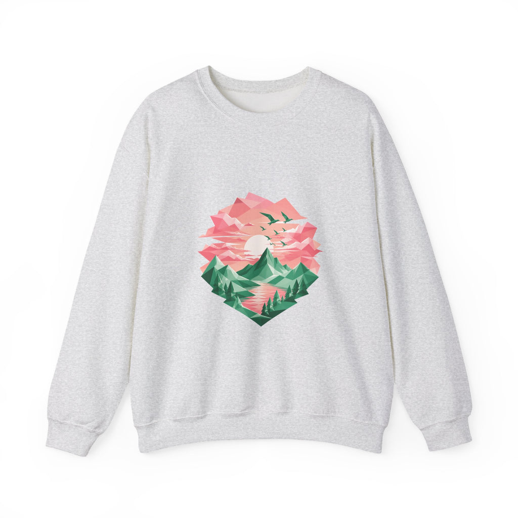 Matching Couple Sweatshirt - Sunrise & Sunset Matching Couple Crewneck Sweatshirt Geometric Art His Hers Couple Gift - Design B