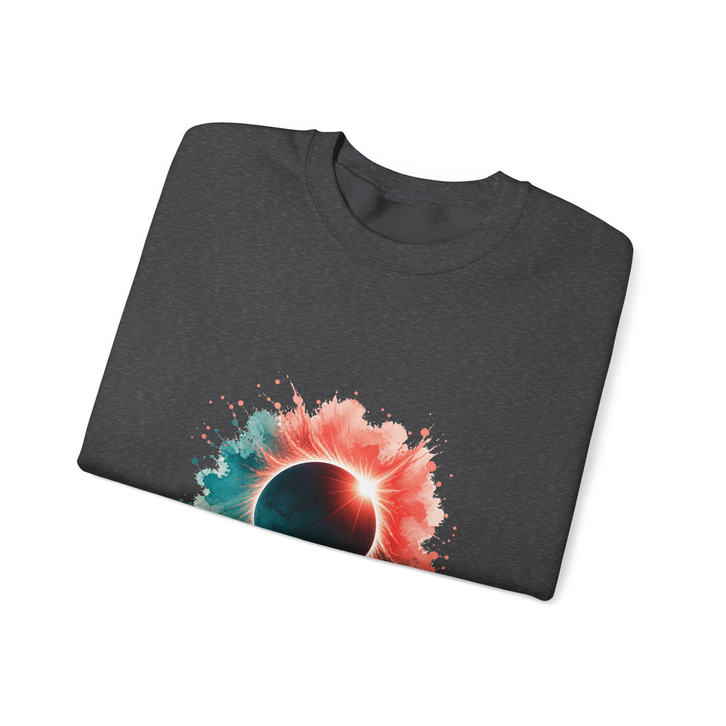 Matching Couple Sweatshirt - Solar & Lunar Eclipse Matching Couple Crewneck Sweatshirt Watercolor Art His Hers Engagement Gift - Design A