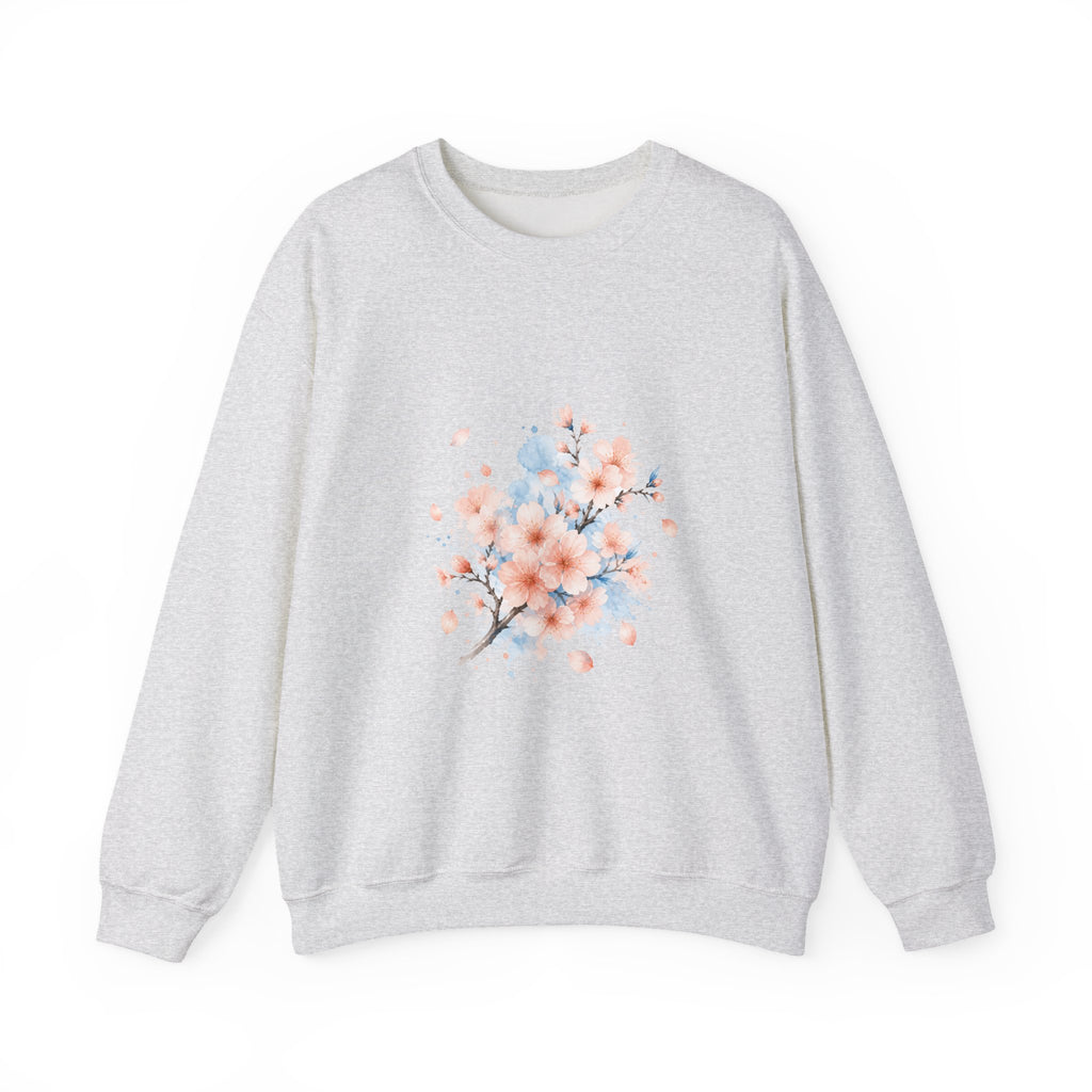 Matching Couple Sweatshirt - Cherry Blossom & Maple Leaf Matching Couple Premium Fleece Sweatshirt Watercolor Art His Hers Birthday Gift - Design A
