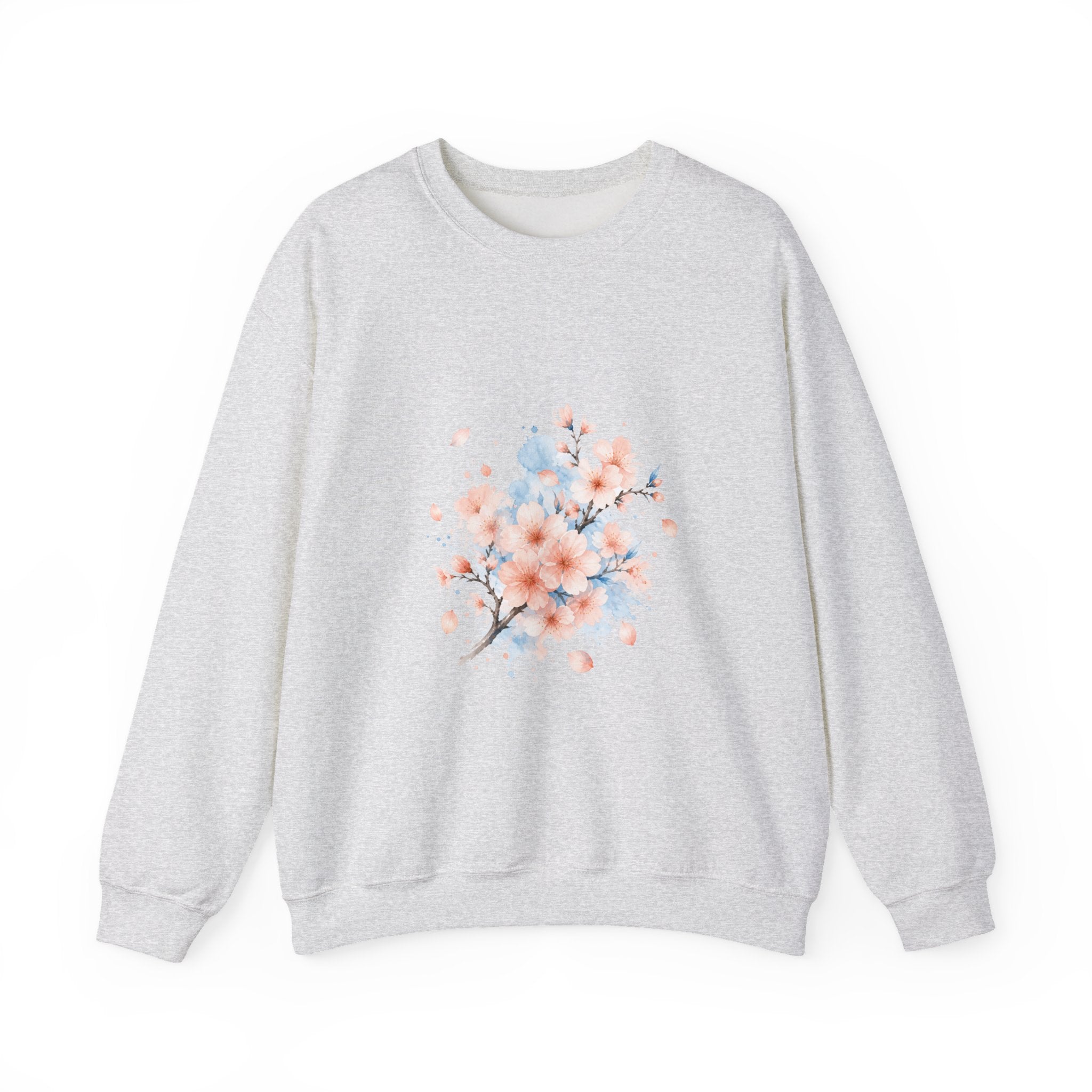 Matching Couple Sweatshirt - Cherry Blossom & Maple Leaf Matching Couple Premium Fleece Sweatshirt Watercolor Art His Hers Birthday Gift - Design A