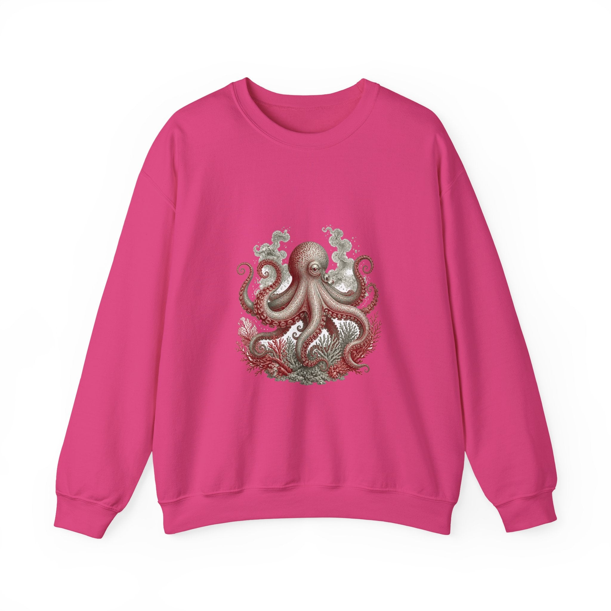 Matching Couple Sweatshirt - Octopus & Jellyfish Matching Couple Crewneck Sweatshirt Vintage Art His Hers Wedding Gift - Design A
