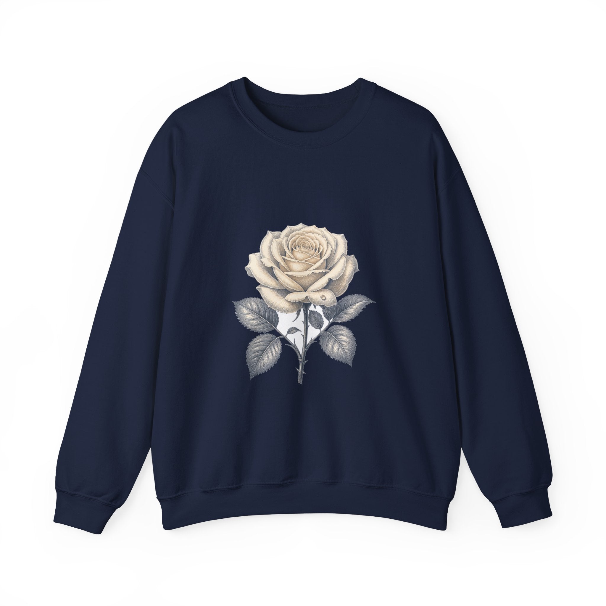 Matching Couple Sweatshirt - Rose & Thorn Matching Couple Crewneck Sweatshirt Vintage Art His Hers Wedding Gift - Design A