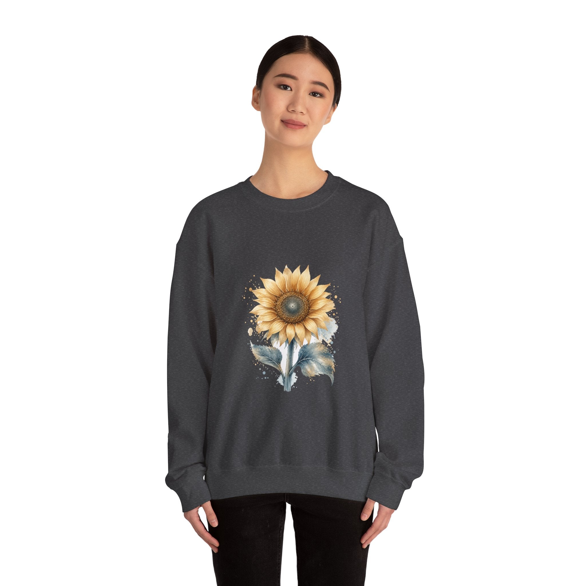 Matching Couple Sweatshirt - Sunflower & Moonflower Matching Couple Comfort Colors Crew Watercolor Art His Hers Birthday Gift - Design A