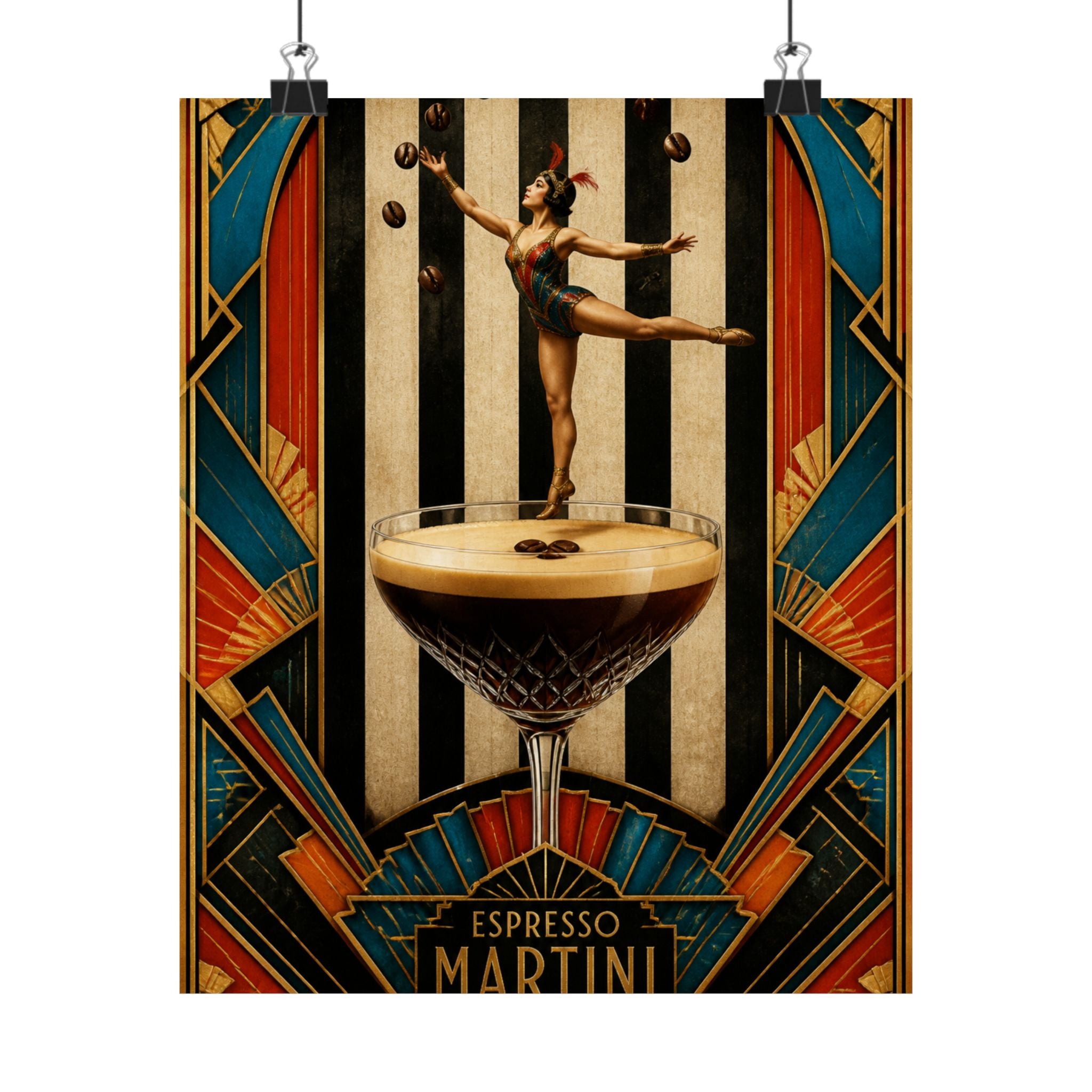 Espresso Martini Acrobat Wall Art Poster 18×24 Art Deco Entryway Decor Maximalist Print