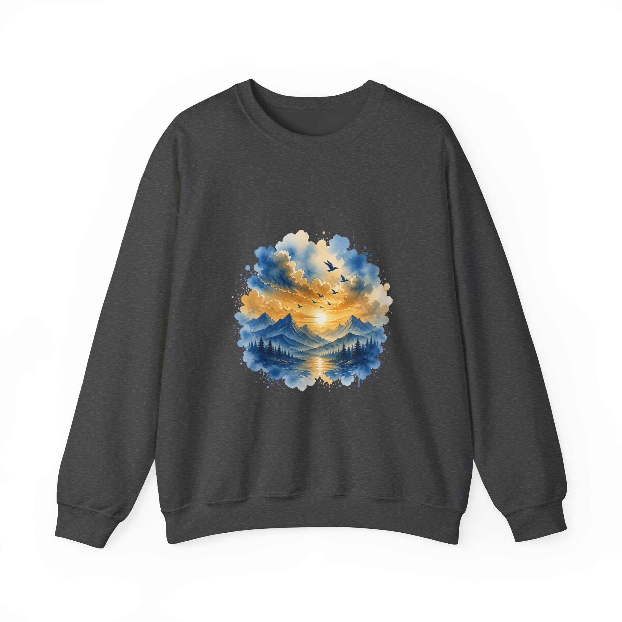 Matching Couple Sweatshirt - Sunrise & Sunset Matching Couple Crewneck Sweatshirt Watercolor Art His Hers Engagement Gift - Design B
