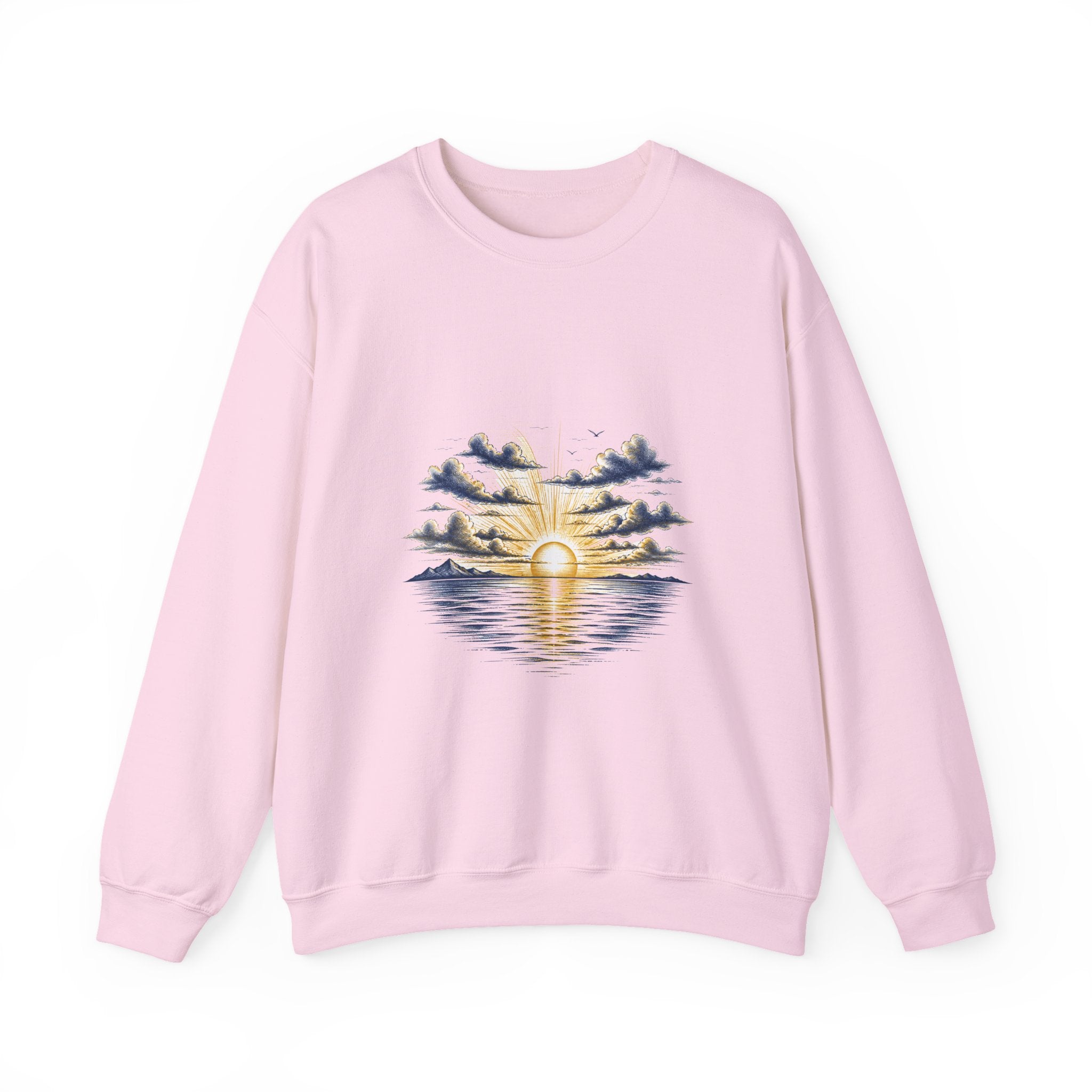 Matching Couple Sweatshirt - Sunrise & Sunset Matching Couple Premium Fleece Sweatshirt Hand-Drawn Art His Hers Anniversary Gift - Design A