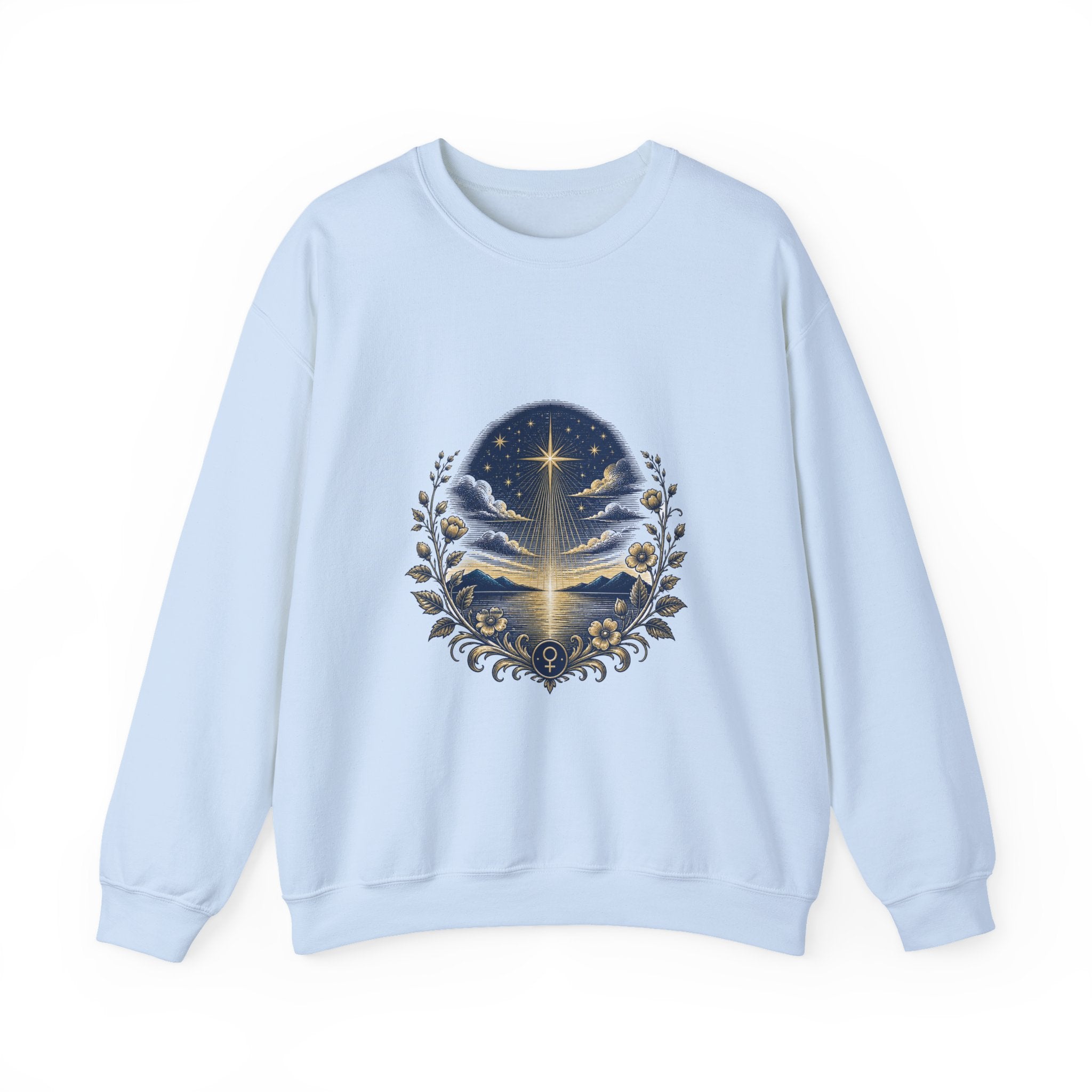Matching Couple Sweatshirt - Evening & Morning Star Matching Couple Crewneck Sweatshirt Vintage Art His Hers Wedding Gift - Design A