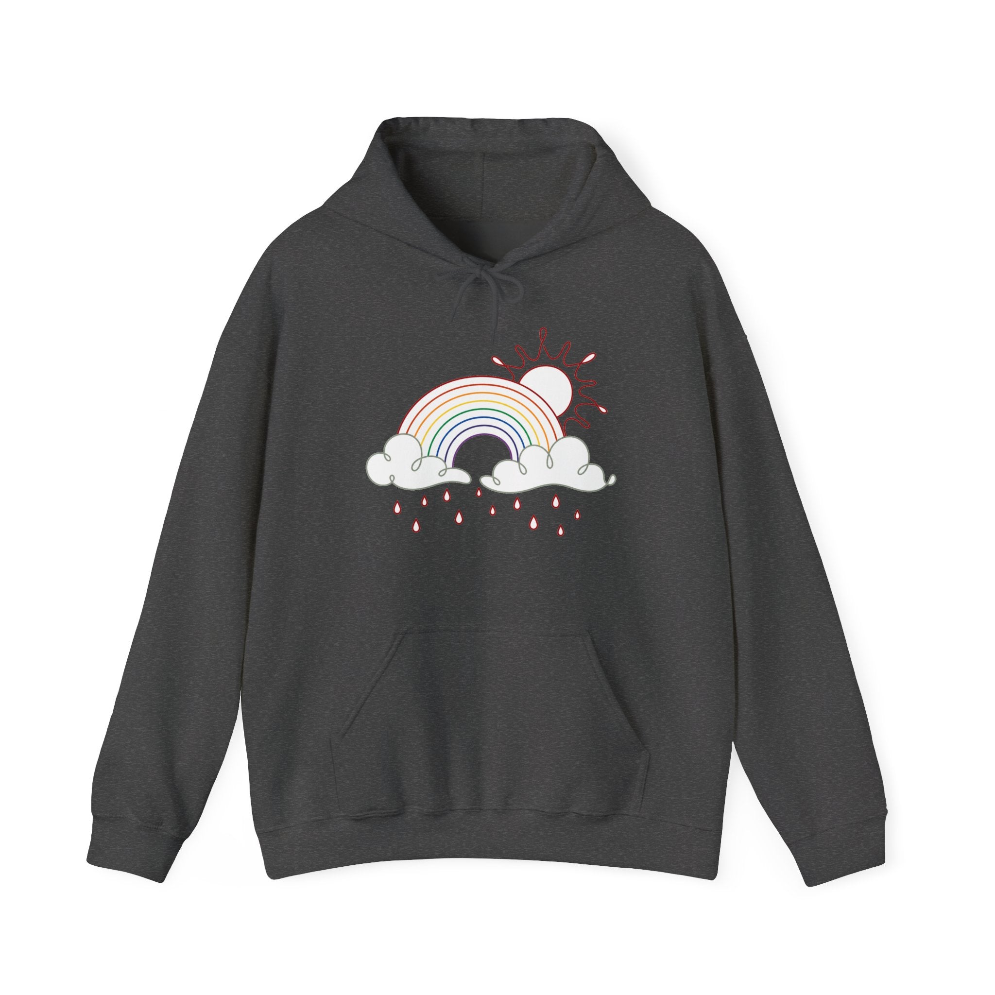 Matching Couple Sweatshirt - Storm & Rainbow Matching Couple Hooded Sweatshirt Minimalist Art His Hers Valentine Gift - Design B