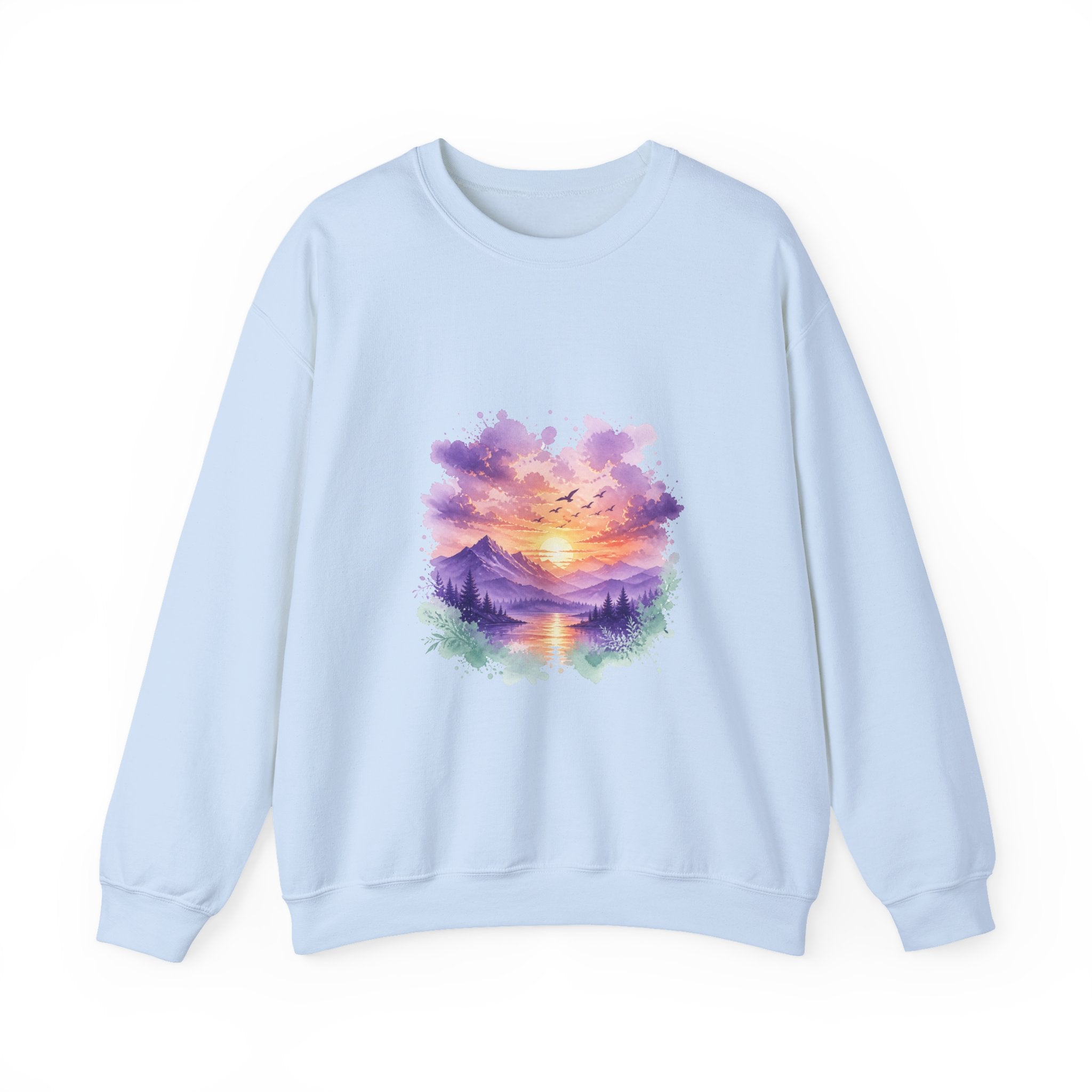 Matching Couple Sweatshirt - Sunrise & Sunset Matching Couple Comfort Colors Crew Watercolor Art His Hers Birthday Gift - Design B