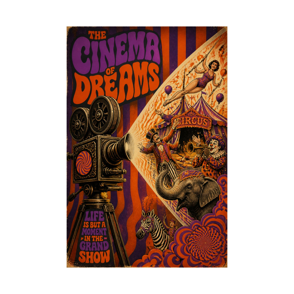 Film Camera Projector Show Wall Art Poster 24×36 Psychedelic Dining Room Decor Maximalist Print