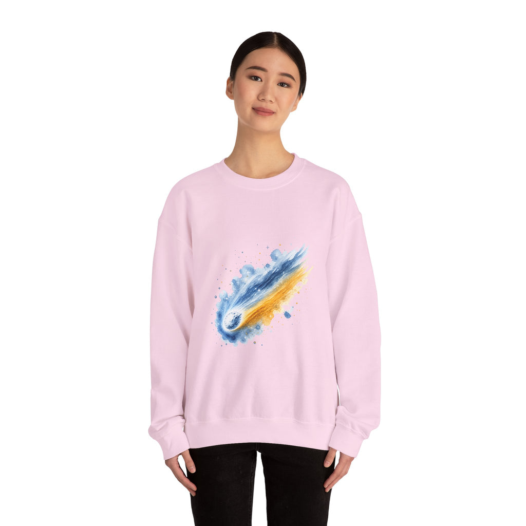 Matching Couple Sweatshirt - Comet & Asteroid Matching Couple Crewneck Sweatshirt Watercolor Art His Hers Engagement Gift - Design A