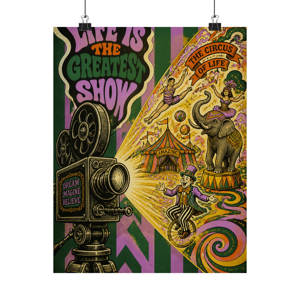Film Camera Projector Show Wall Art Poster 18×24 Psychedelic Cafe Decor Maximalist Print