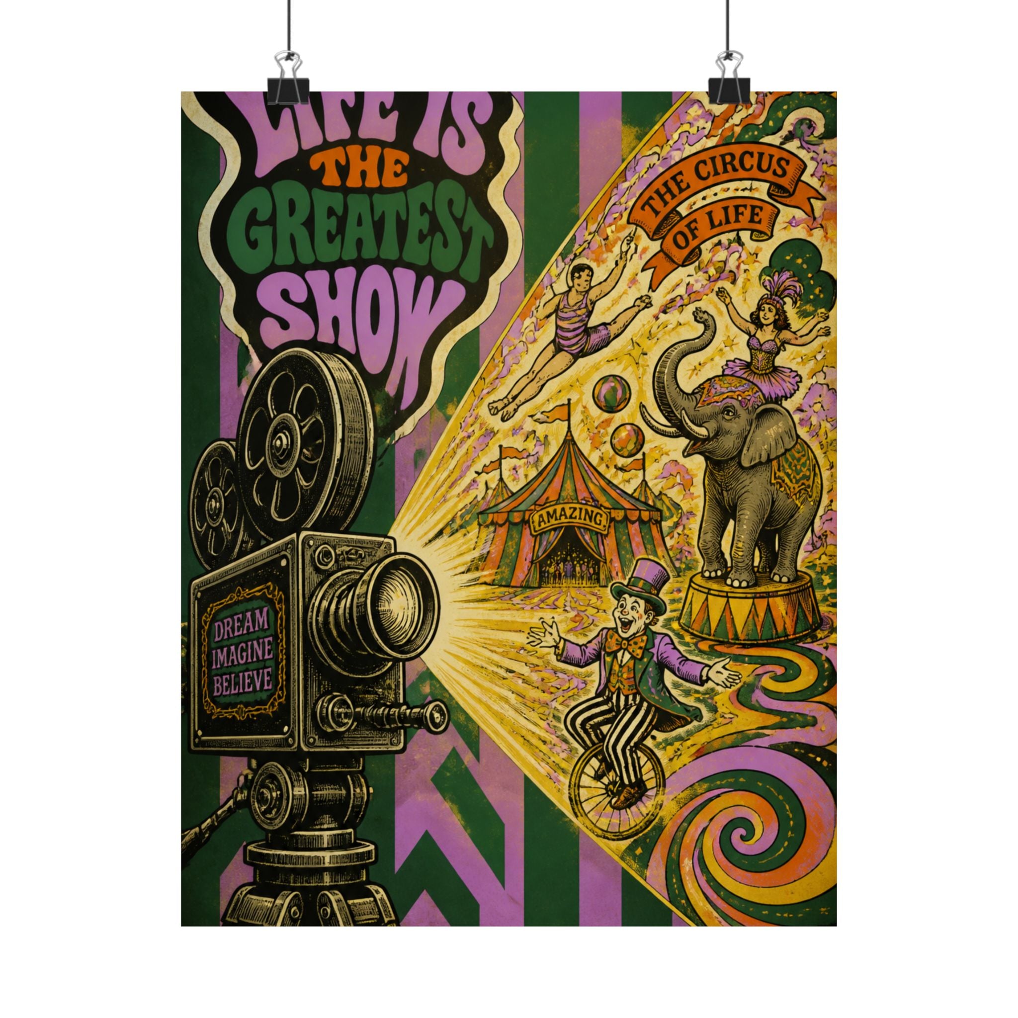 Film Camera Projector Show Wall Art Poster 18×24 Psychedelic Cafe Decor Maximalist Print
