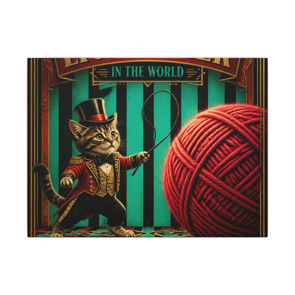 Cat Lion Tamer Wall Art Canvas 16×20 Art Deco Entryway Decor Maximalist Print