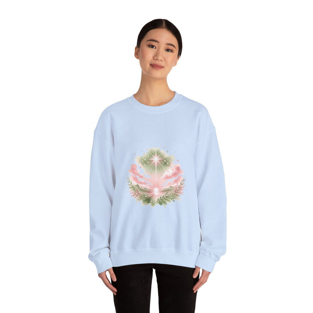 Matching Couple Sweatshirt - Evening & Morning Star Matching Couple Comfort Colors Crew Watercolor Art His Hers Birthday Gift - Design B