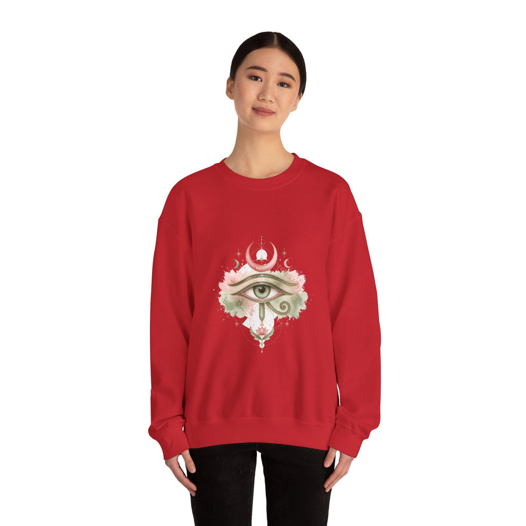 Matching Couple Sweatshirt - Eye of Ra & Horus Matching Couple Comfort Colors Crew Watercolor Art His Hers Birthday Gift - Design B