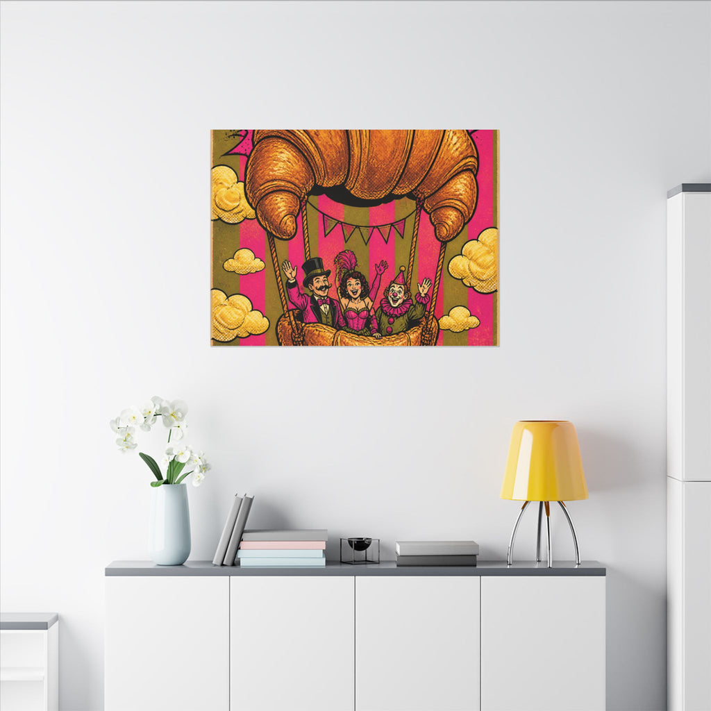 Croissant Hot Air Balloon Wall Art Canvas 24×36 Pop Art Restaurant Decor Maximalist Print