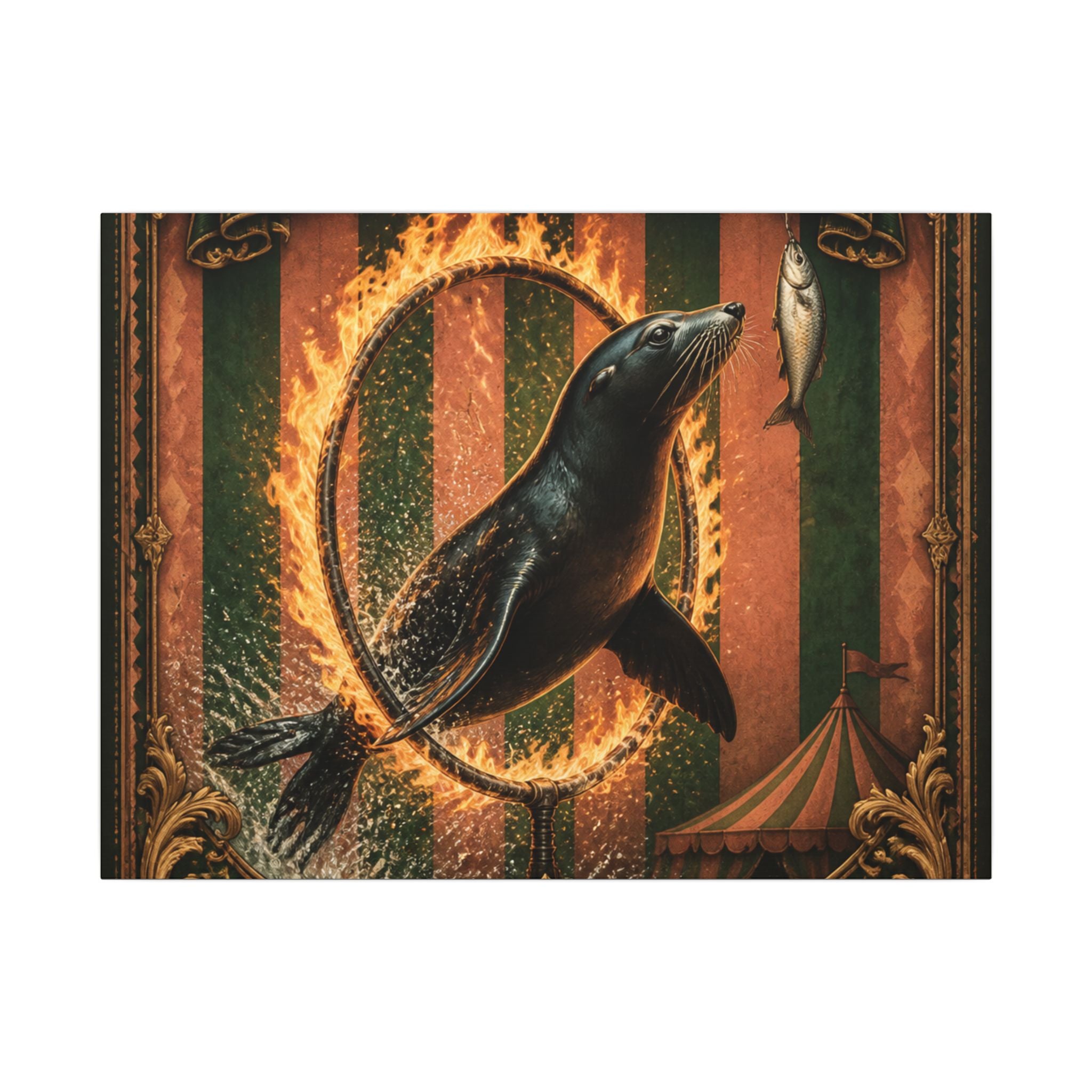 Seal Fire Hoop Wall Art Canvas 24×36 Baroque Studio Decor Maximalist Print