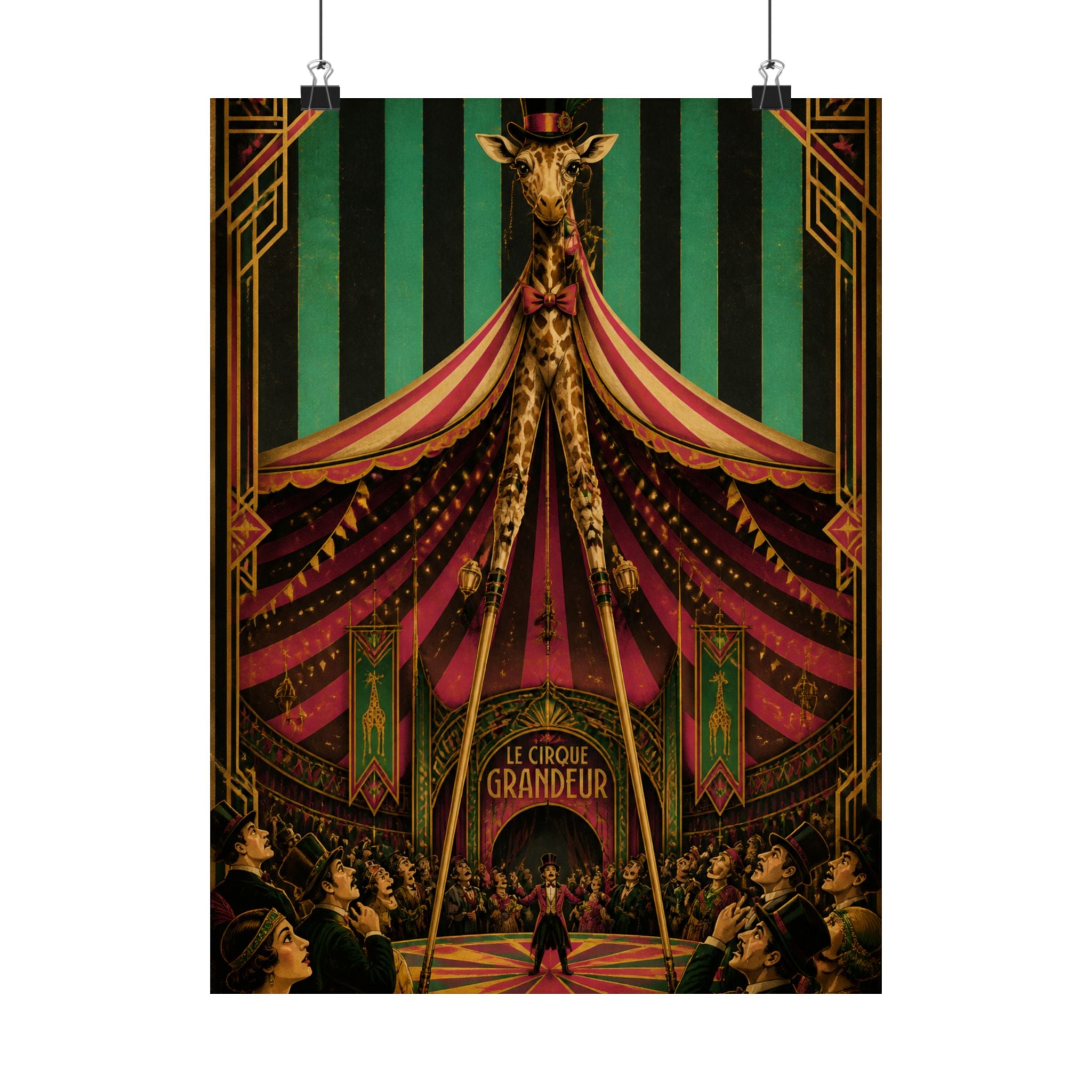 Giraffe on Stilts Wall Art Poster 18×24 Art Deco Entryway Decor Maximalist Print