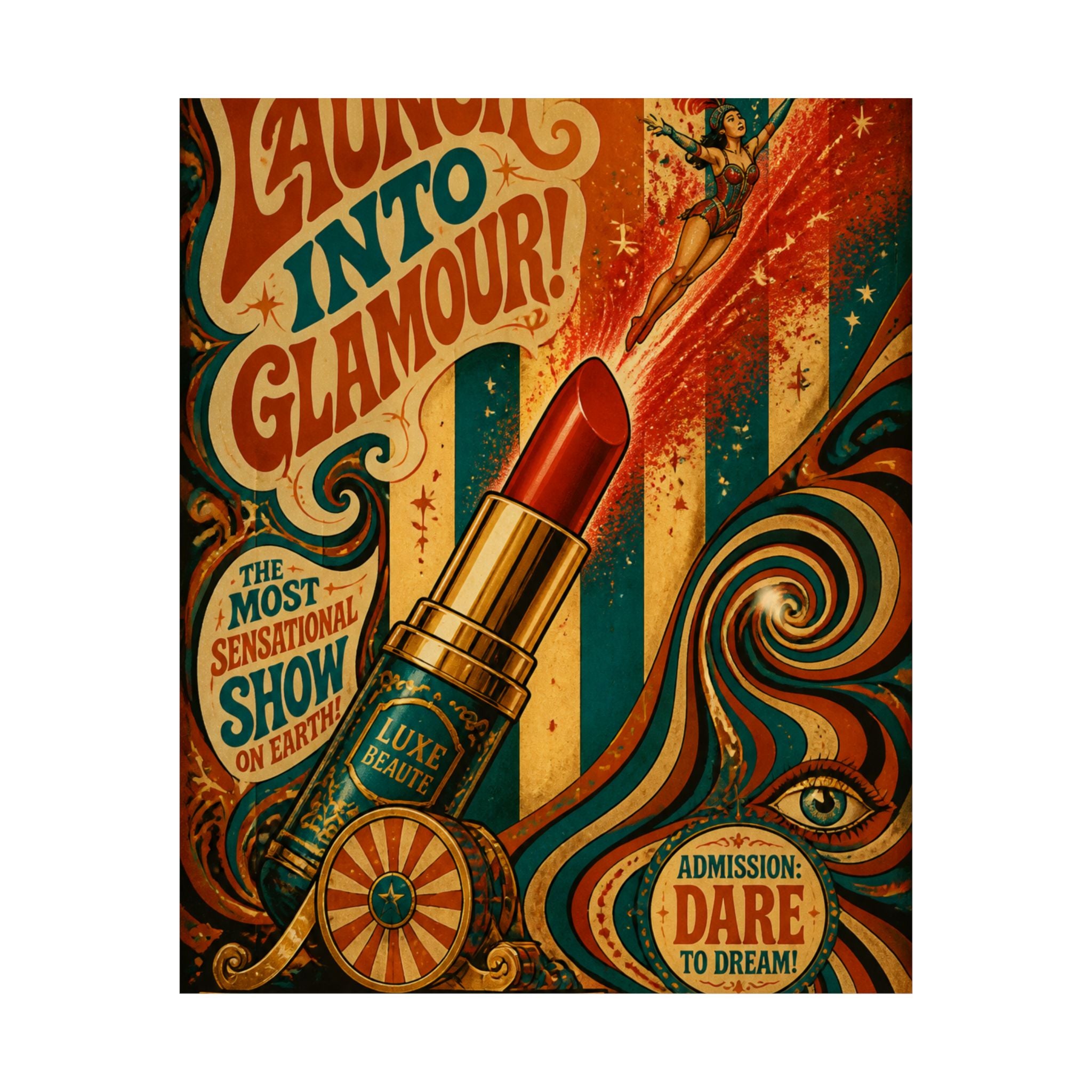 Lipstick Cannon Wall Art Poster 24×36 Psychedelic Dining Room Decor Maximalist Print