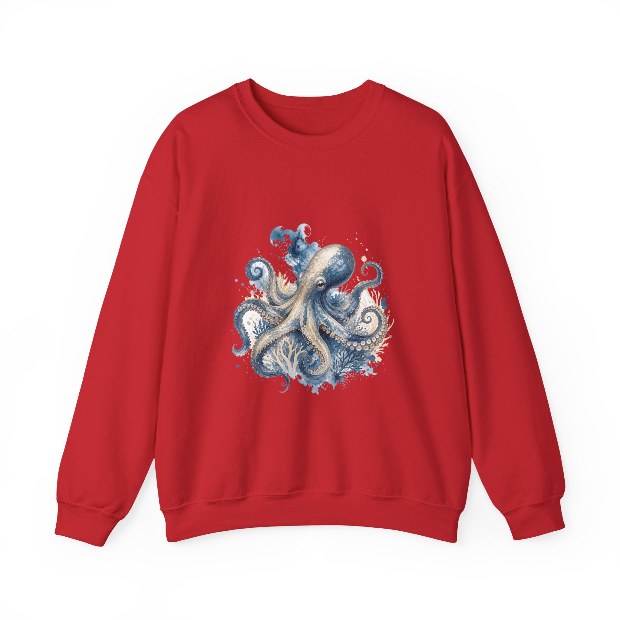 Matching Couple Sweatshirt - Octopus & Jellyfish Matching Couple Crewneck Sweatshirt Watercolor Art His Hers Engagement Gift - Design A