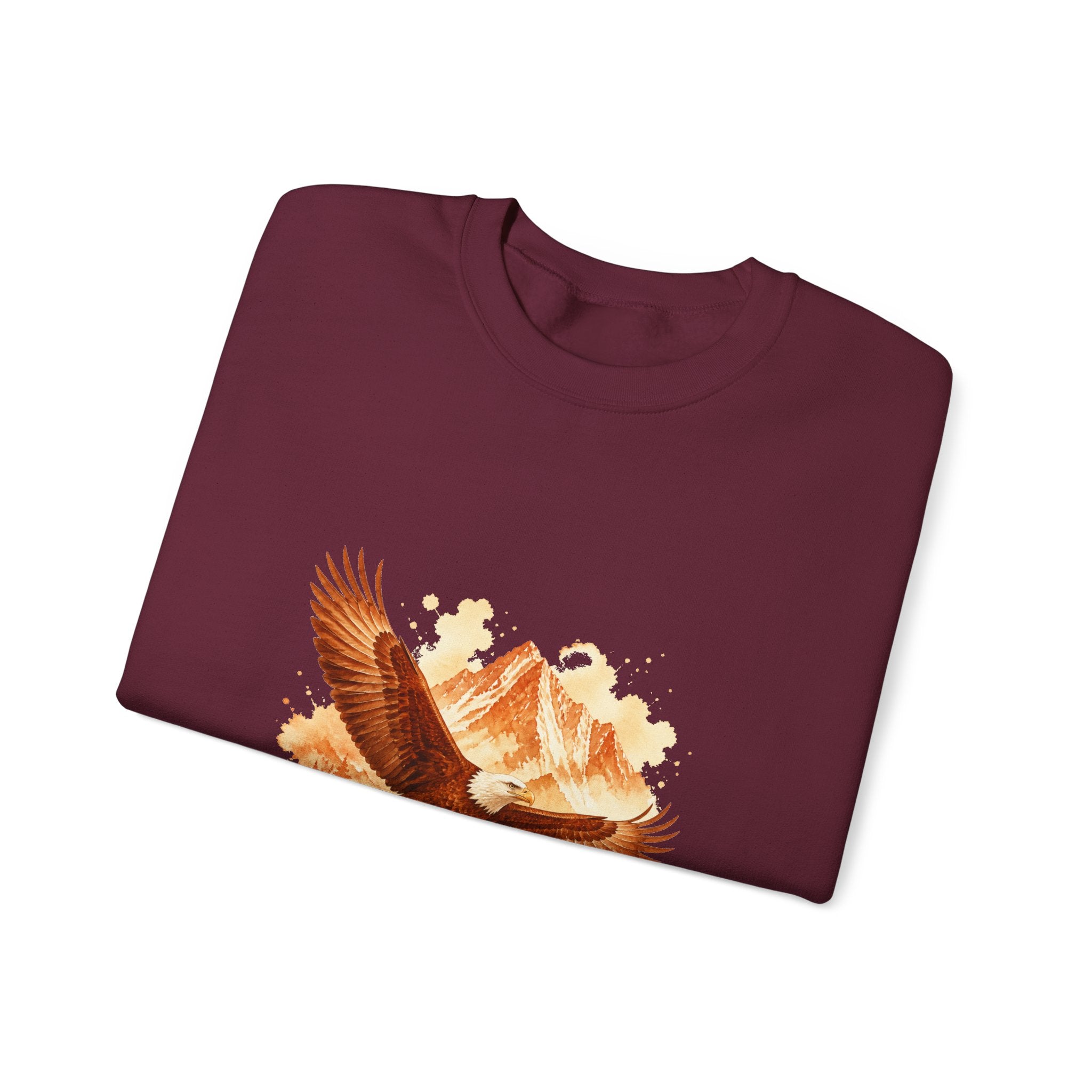 Matching Couple Sweatshirt - Eagle & Whale Matching Couple Premium Fleece Sweatshirt Watercolor Art His Hers Birthday Gift - Design A