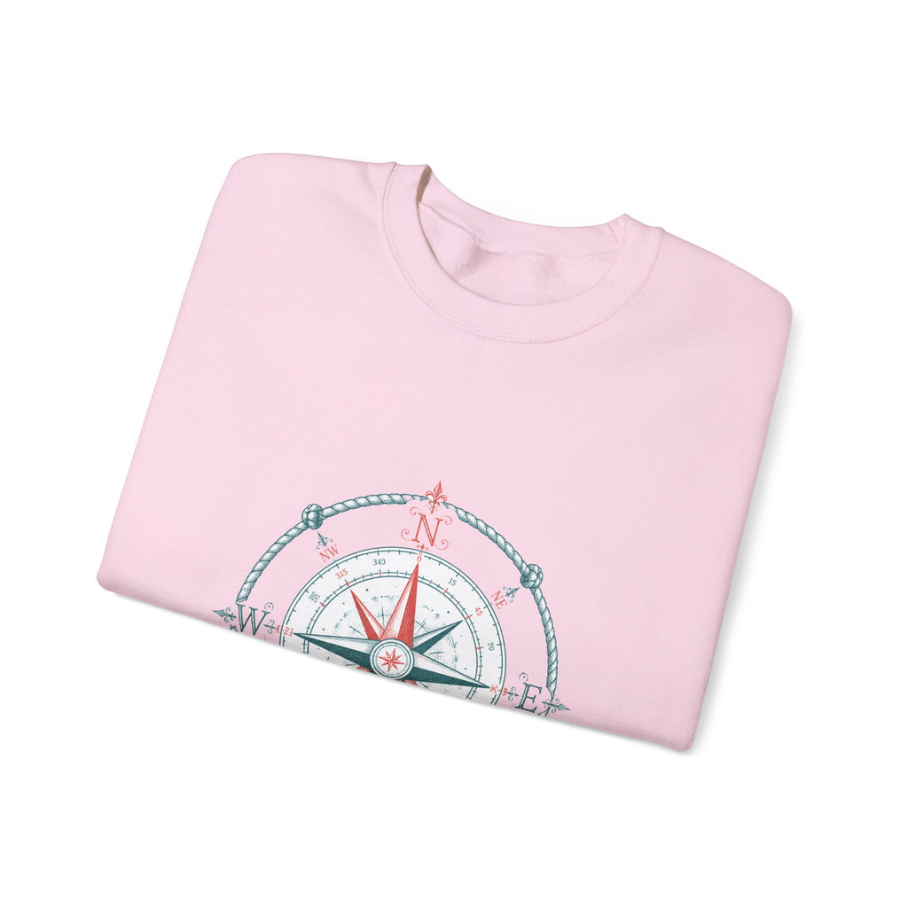 Matching Couple Sweatshirt - Compass North & South Matching Couple Premium Fleece Sweatshirt Hand-Drawn Art His Hers Anniversary Gift - Design A
