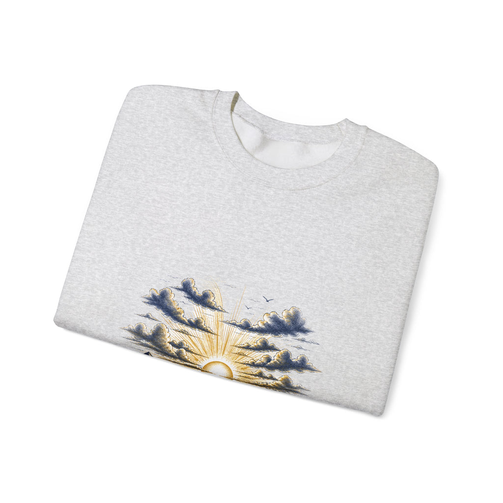 Matching Couple Sweatshirt - Sunrise & Sunset Matching Couple Premium Fleece Sweatshirt Hand-Drawn Art His Hers Anniversary Gift - Design A
